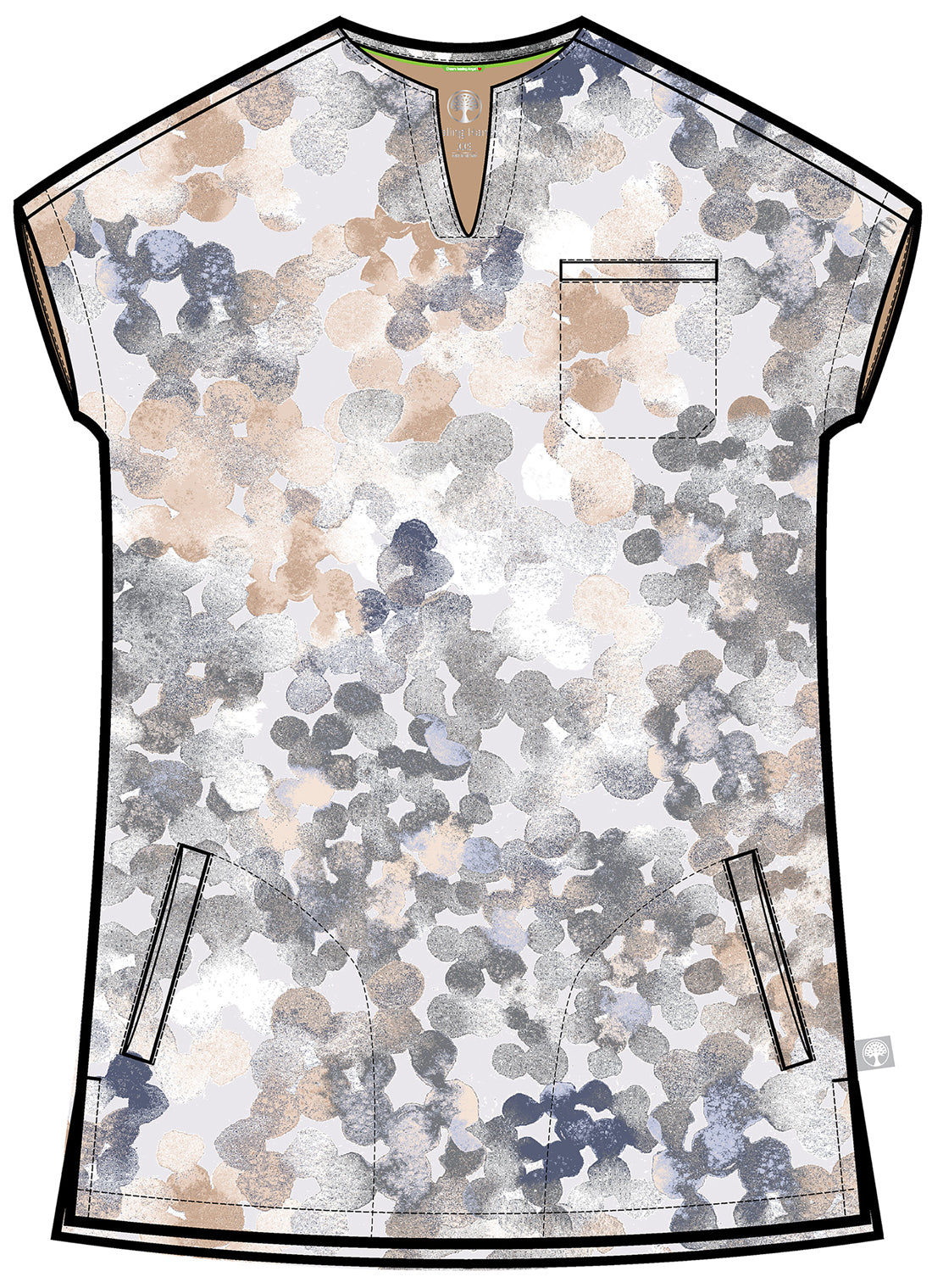 Drops Of Dew Healing Hands Works Print Scrub V Neck Top HH00020 DRPD