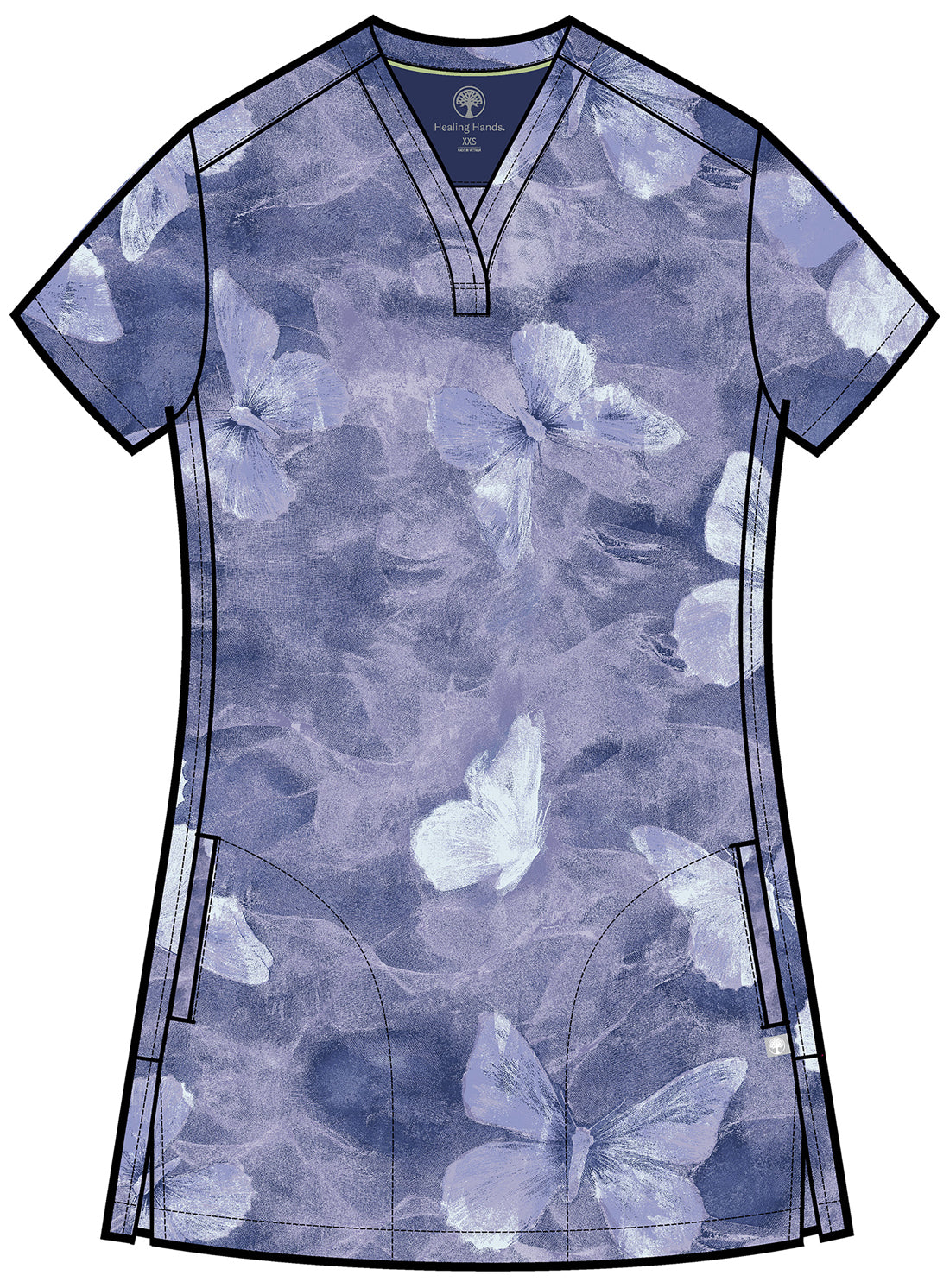 Butterfly Spirit Healing Hands Quest Scrubs Briana Print V Neck Top HH906 BSRT