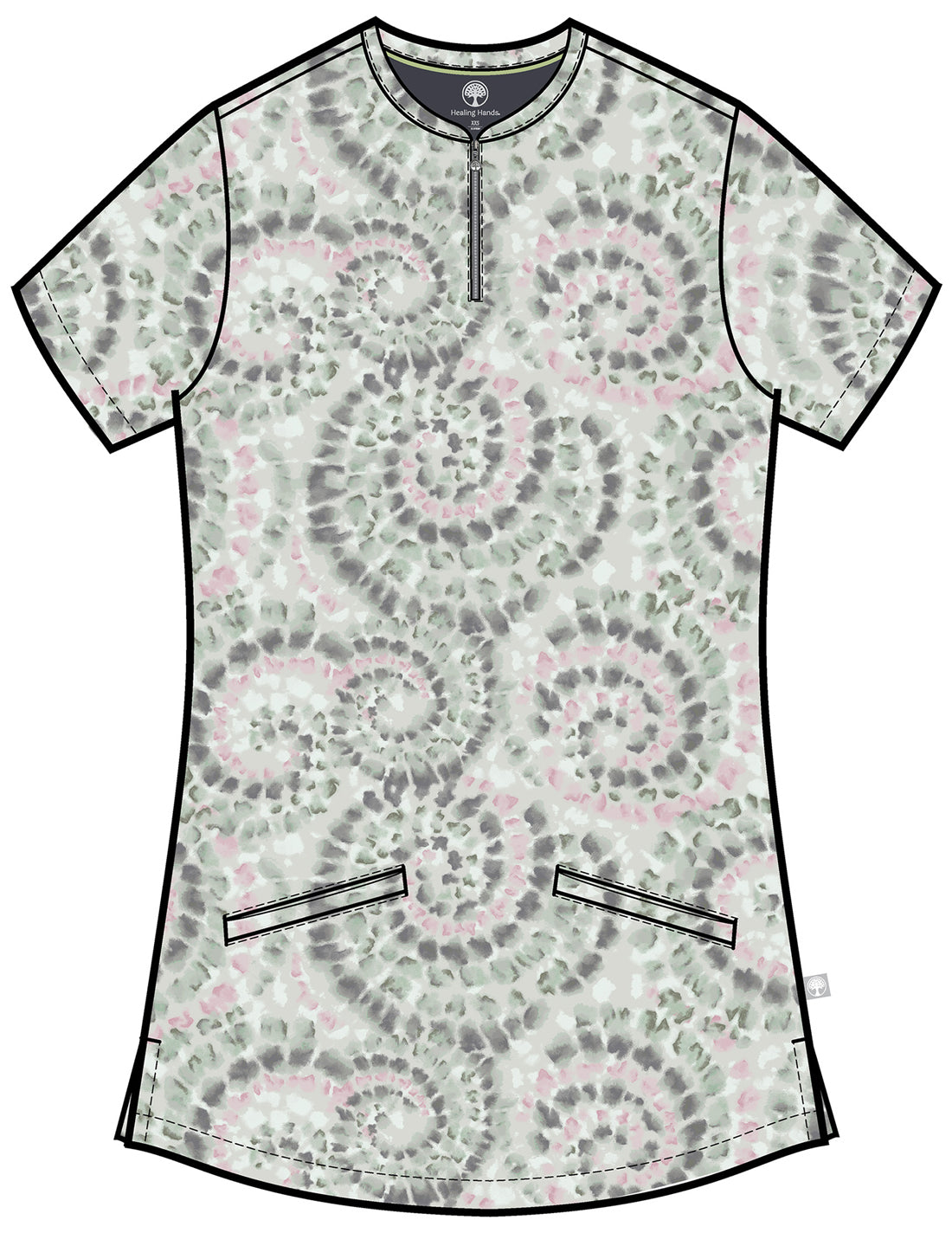 Spiral Out Healing Hands Scrubs Ivy Print V Neck Top HH907 SPIL