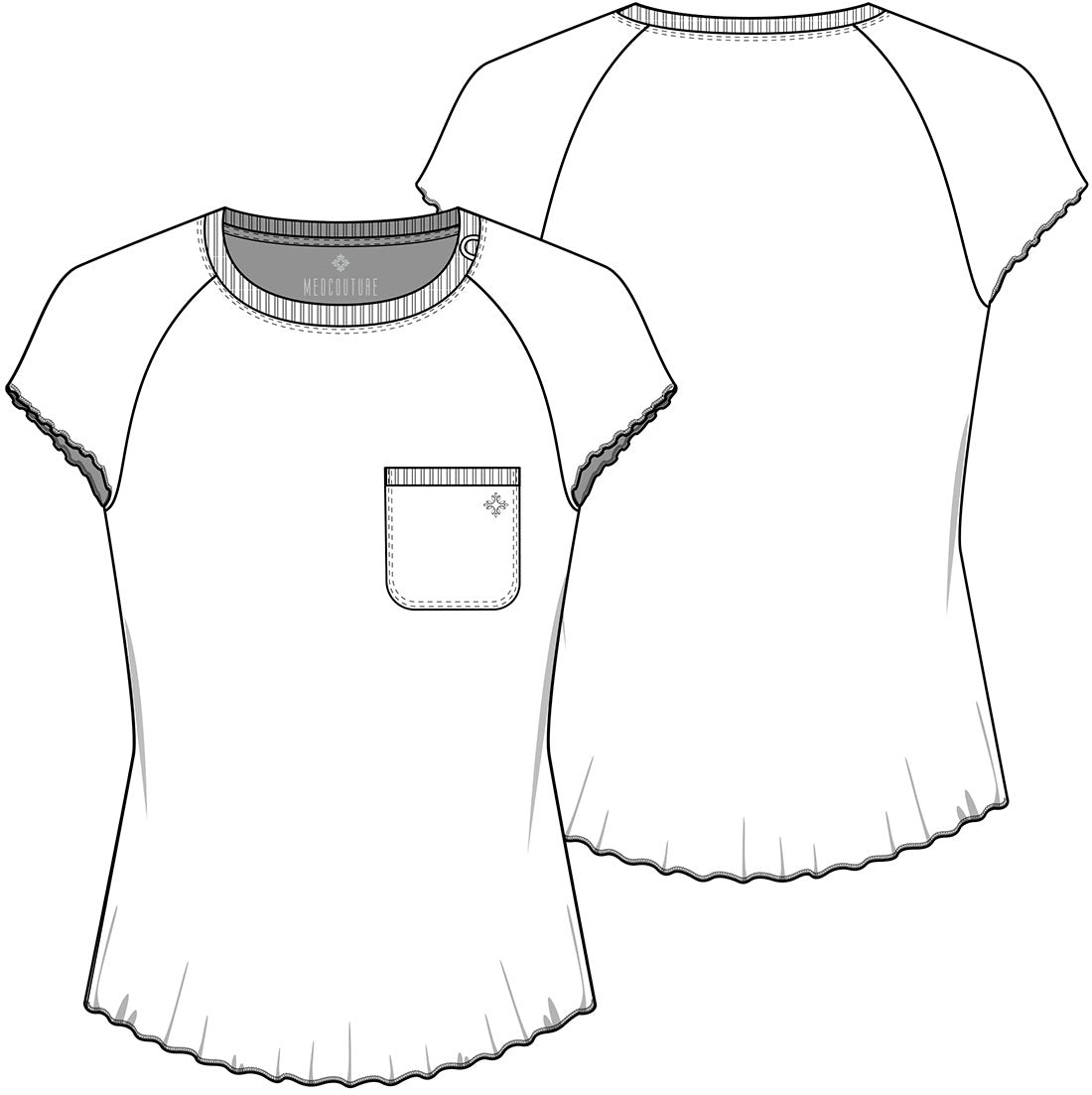 Med Couture Layers Scrubs Knit Lettuce Edged Top MC706