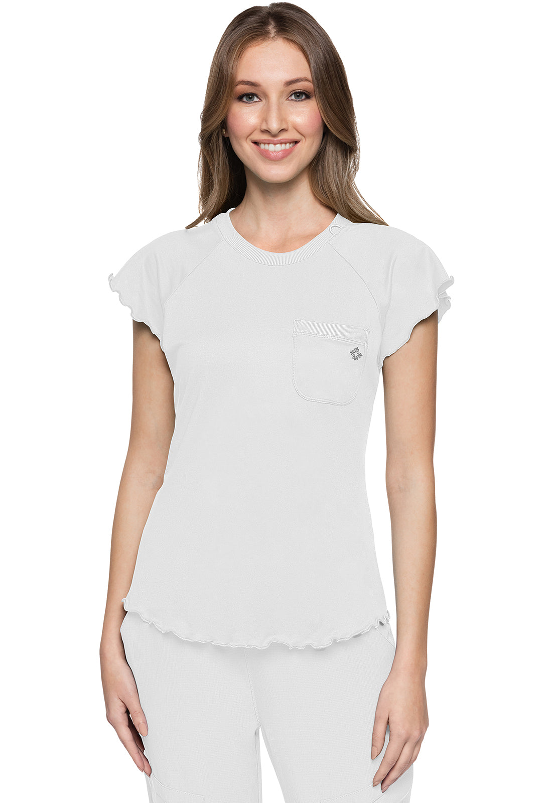 Med Couture Amp Knit Lettuce Edged Scrub Top MC706