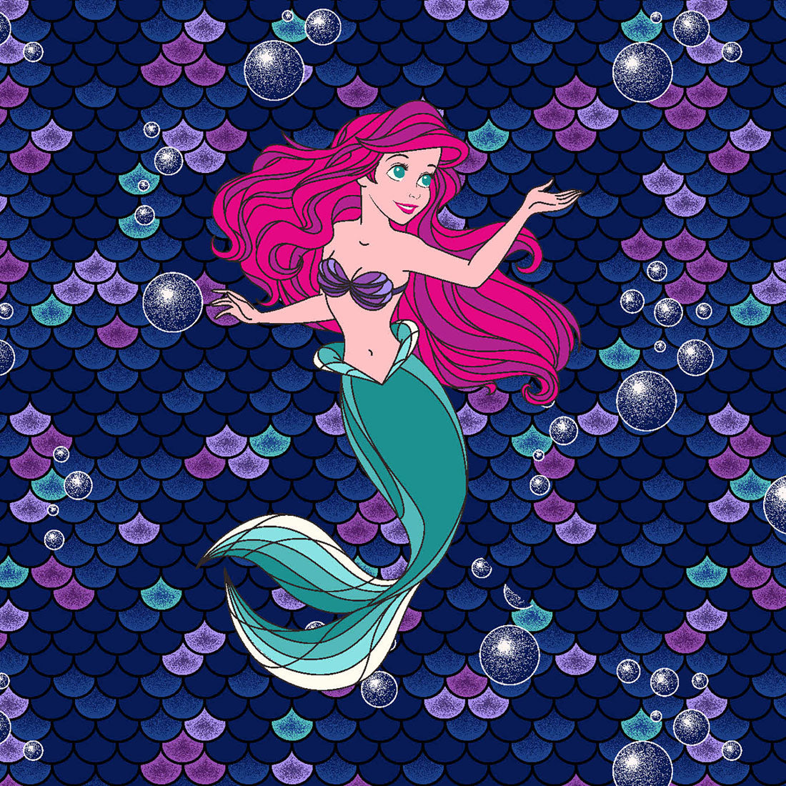 Ariel Little Mermaid Cherokee Tooniforms Disney V Neck Scrub Top TF626 PRTO