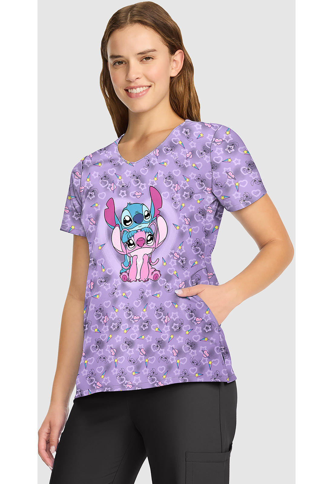 Lilo and Stitch Cherokee Tooniforms Disney V Neck Scrub Top TF626 LHVH