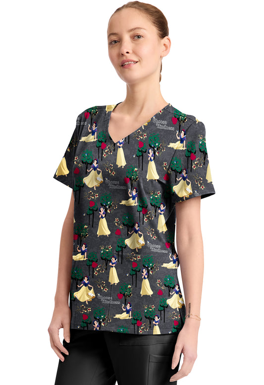 Snow White Tooniforms Licensed Disney V Neck Scrub Top TF794 PRGK