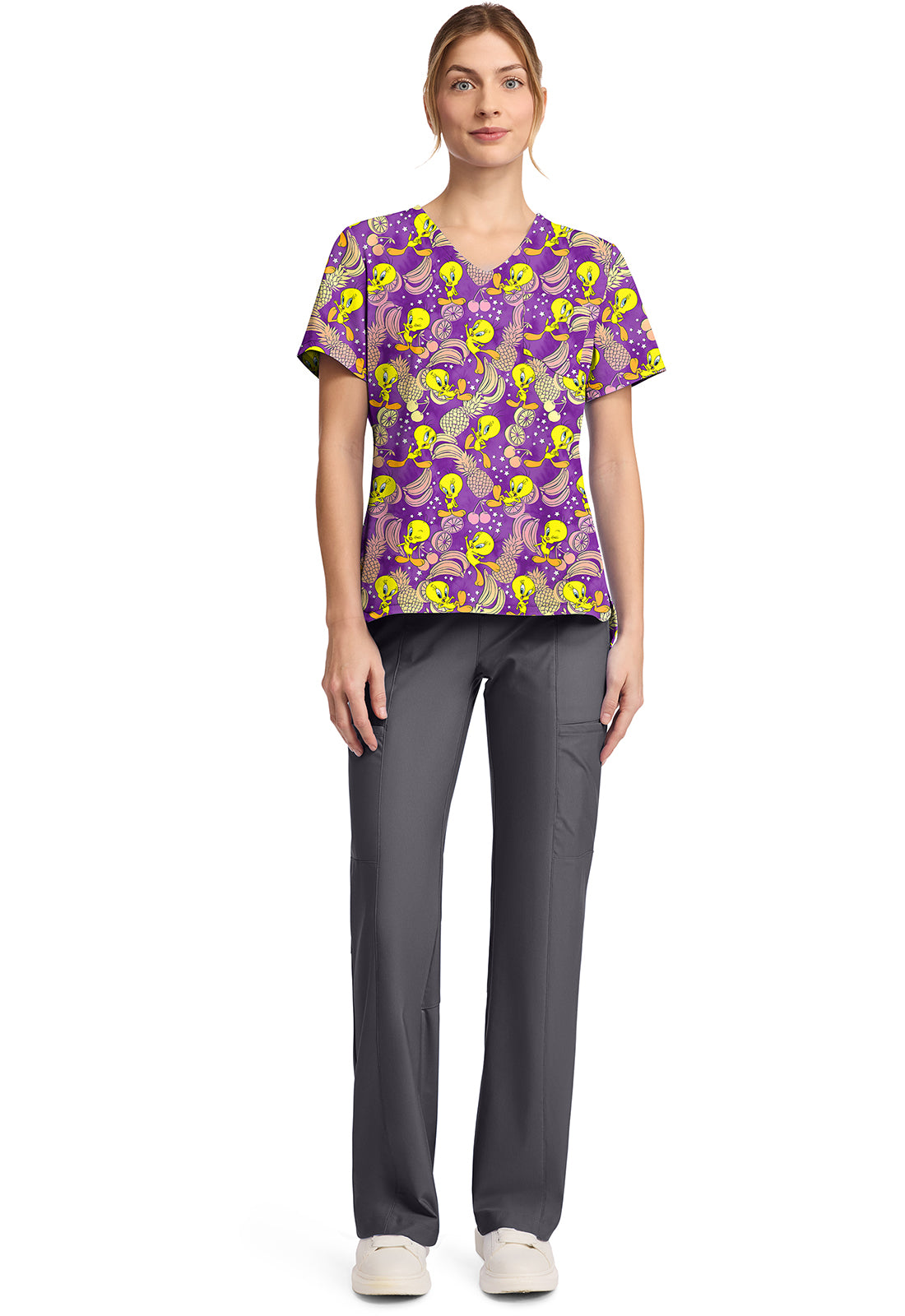 Tweety Tooniforms Licensed Looney Tunes V Neck Scrub Top TF797 LTPD