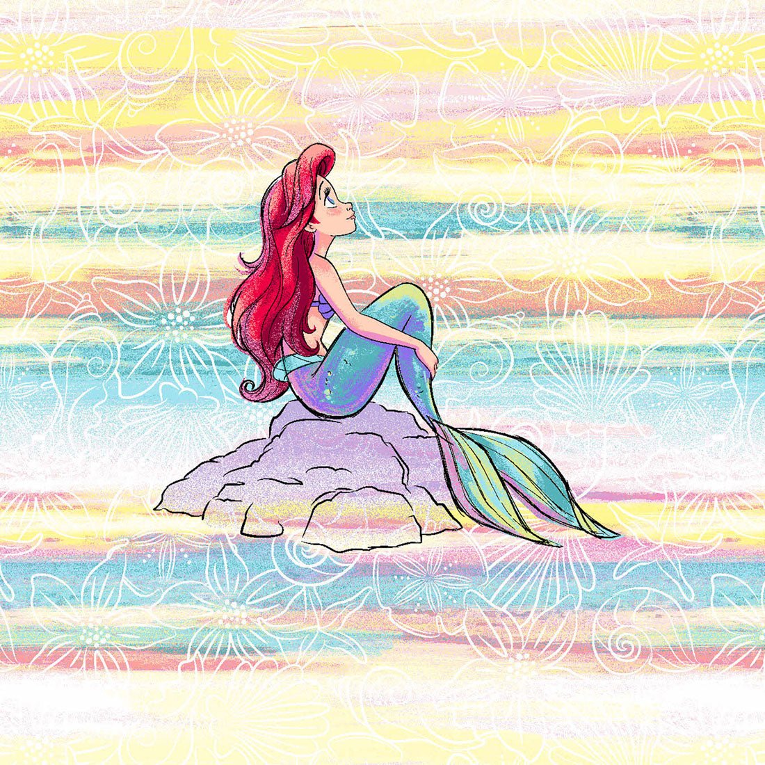 Ariel Tooniforms Licensed Disney Little Mermaid V Neck Scrub Top TF737 PRVT - Scrubs Select