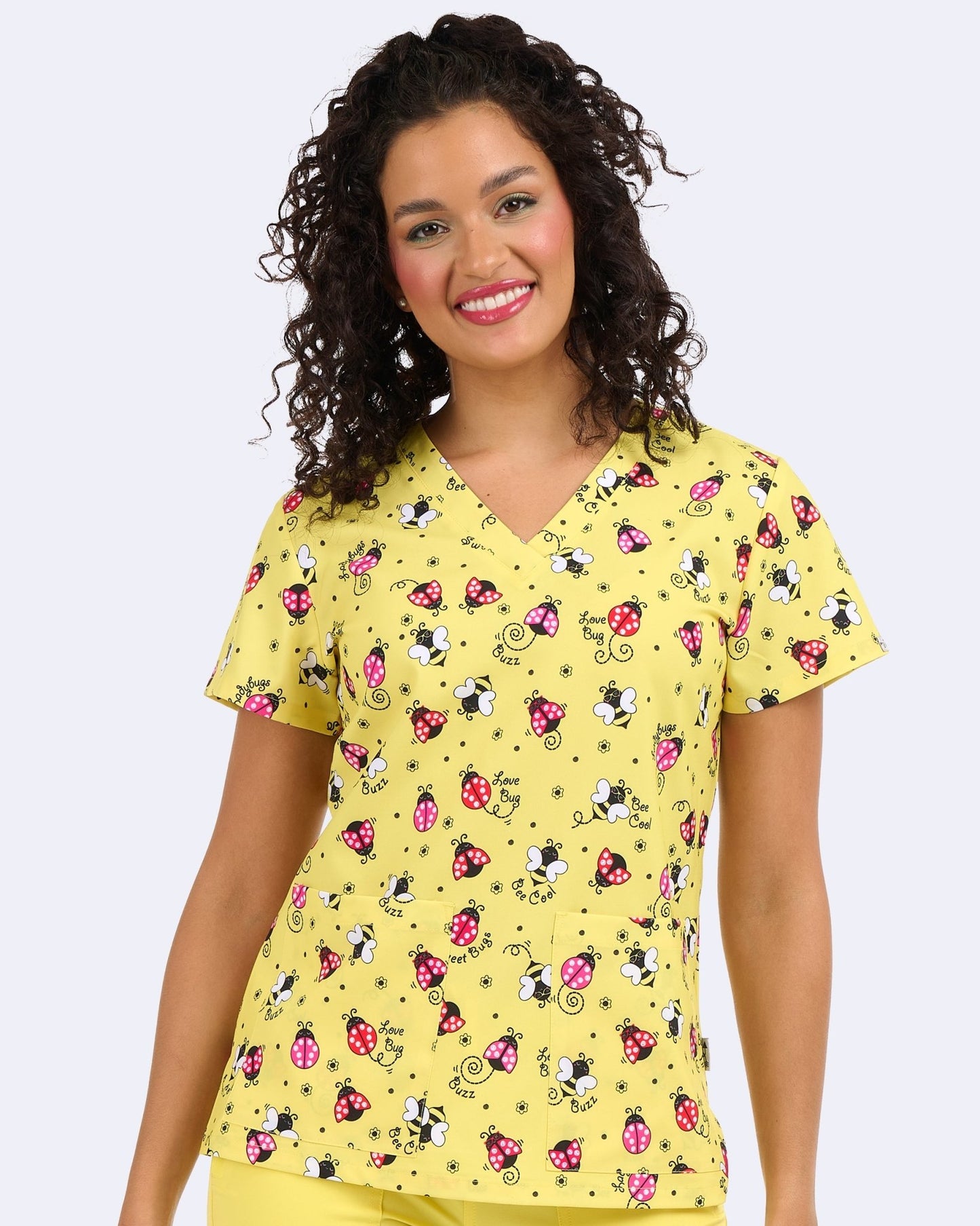 Buzzin Around Zavate Print Scrub V Neck Top 1054 BZAR - Scrubs Select