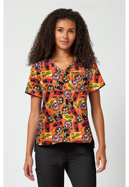 Charlie Brown Tooniforms Licensed Peanuts Halloween V Neck Scrub Top TF797 PNXP - Scrubs Select