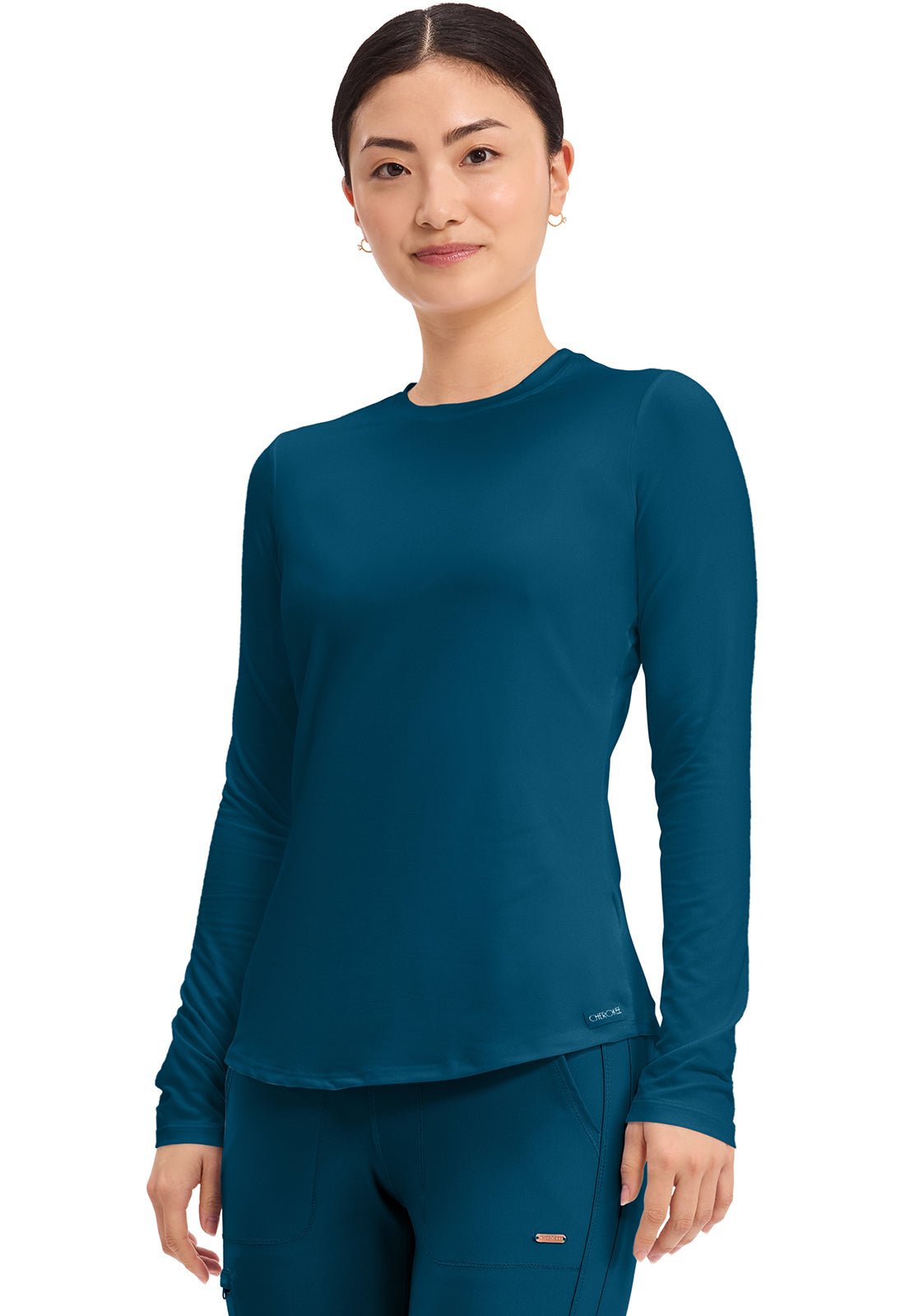 Cherokee Basics Scrubs Long Sleeve Underscrub Knit Tee CK773 - Scrubs Select