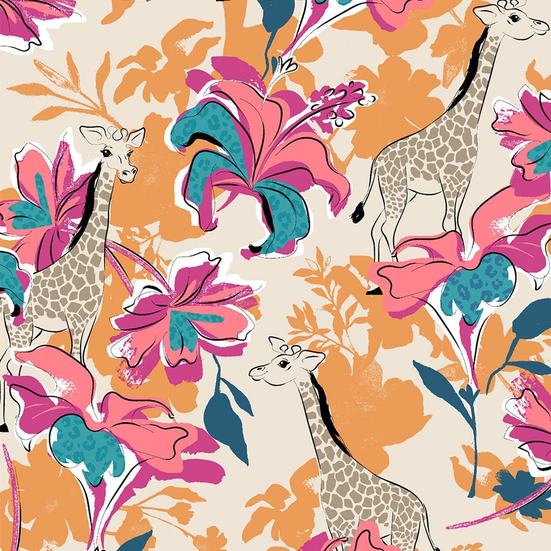 Floral Safari Cherokee Scrubs Print V Neck Top CK856 FLSI - Scrubs Select