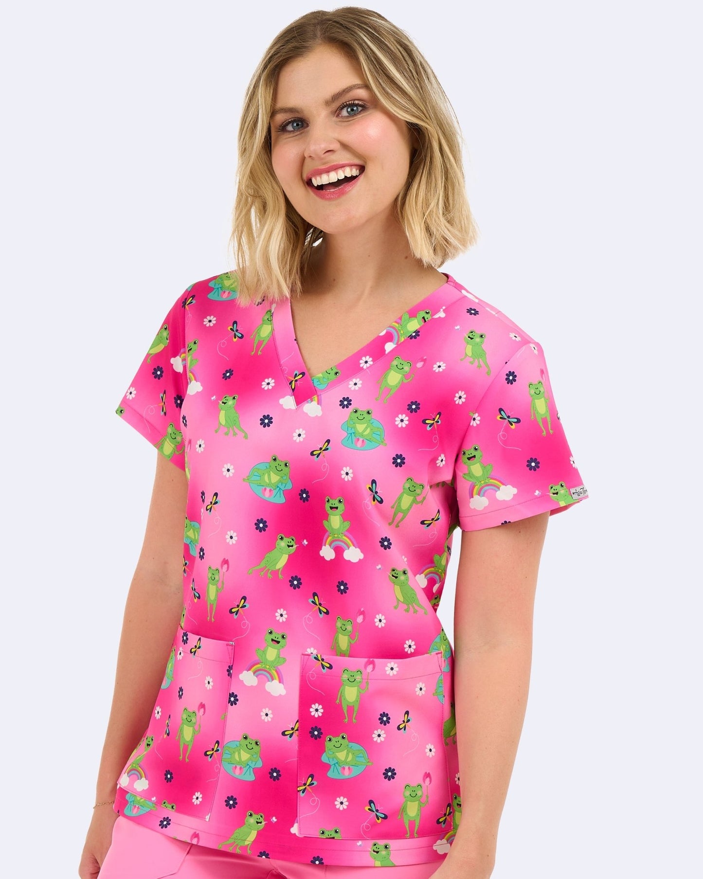 Frogtastic Zavate Print Scrub V Neck Top 1054 FGTS - Scrubs Select