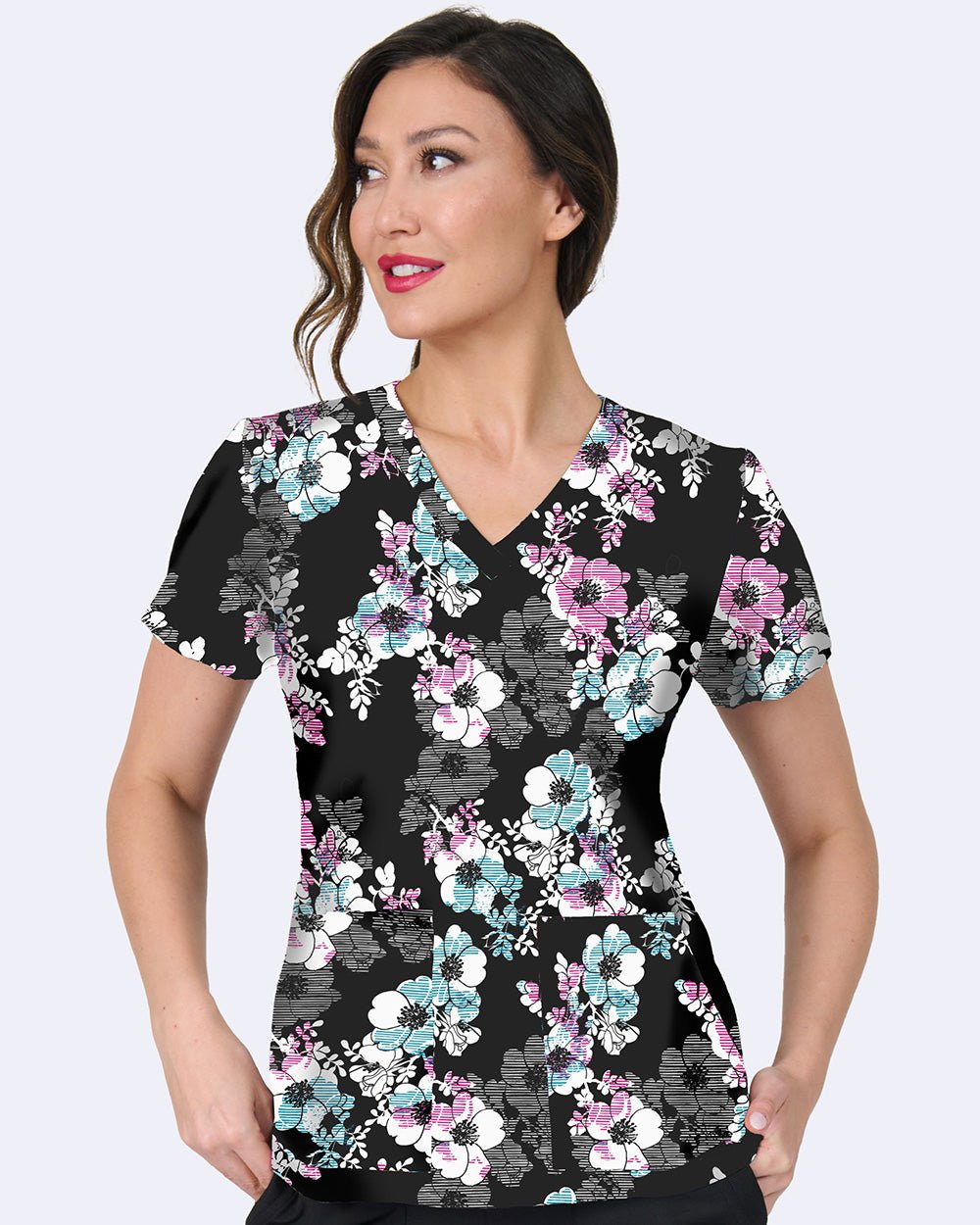 Full Bloom Zavate Print Scrub V Neck Top 1054 INFB - Scrubs Select