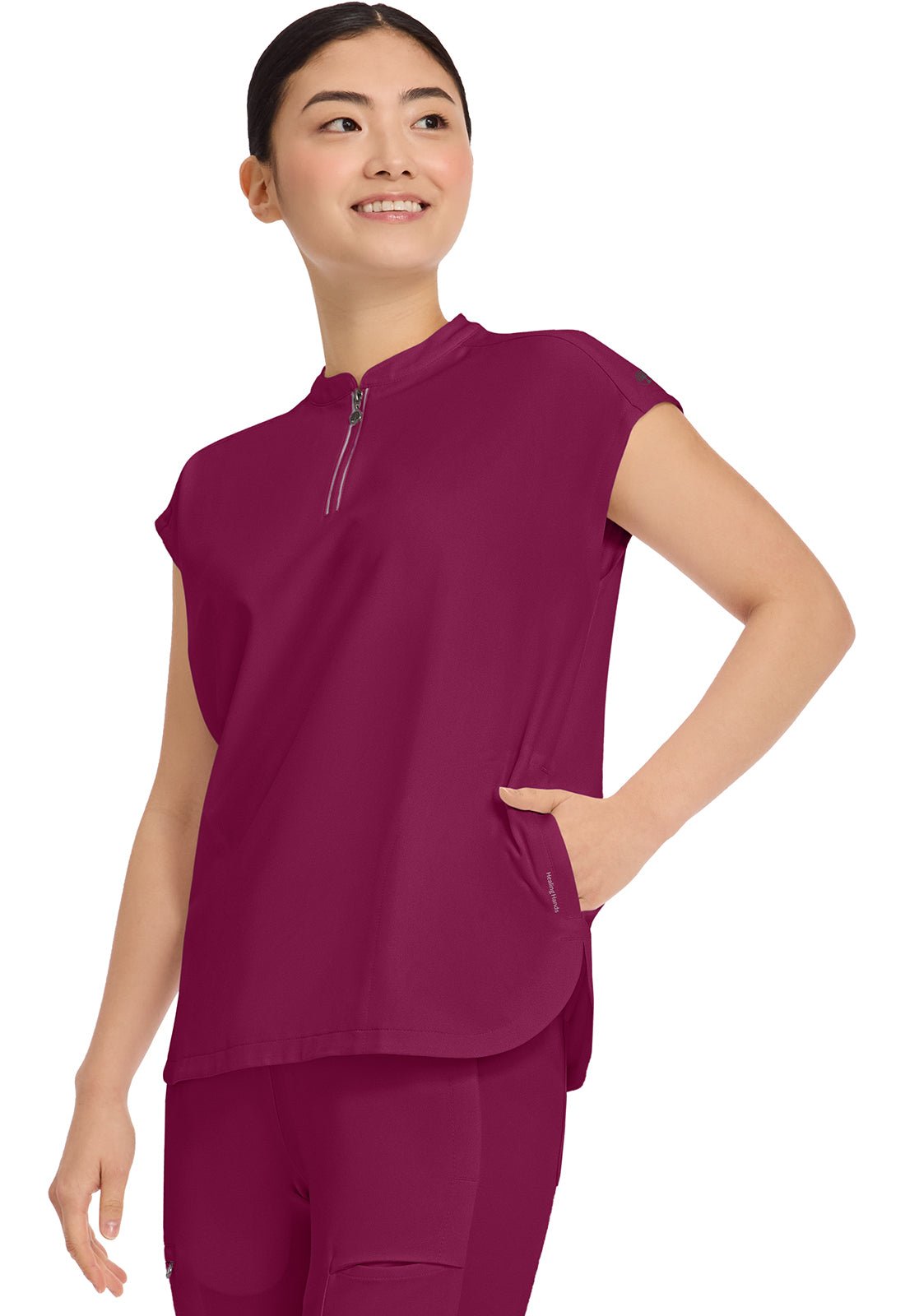 Healing Hands 360 Scrubs Sandy Mandarin Collar Top 2286 - Scrubs Select
