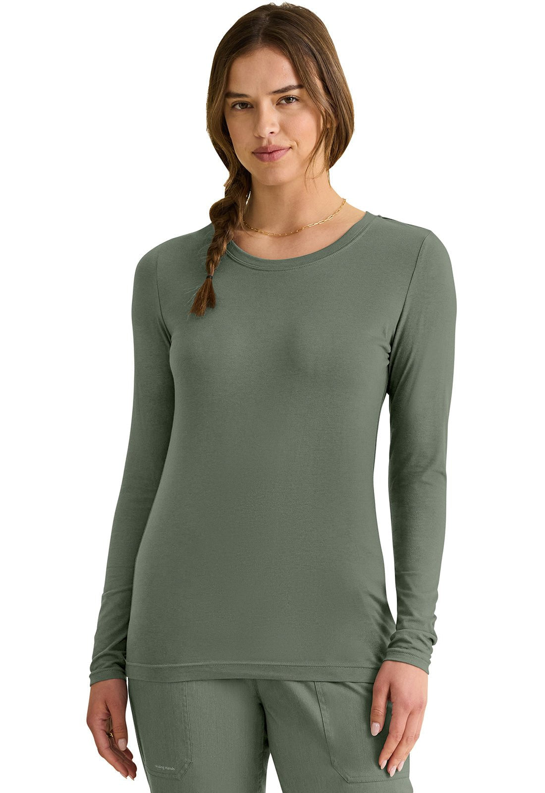 Healing Hands Knits Scrubs Melissa Long Sleeve Knit Tee Underscrubs 5047 - Scrubs Select