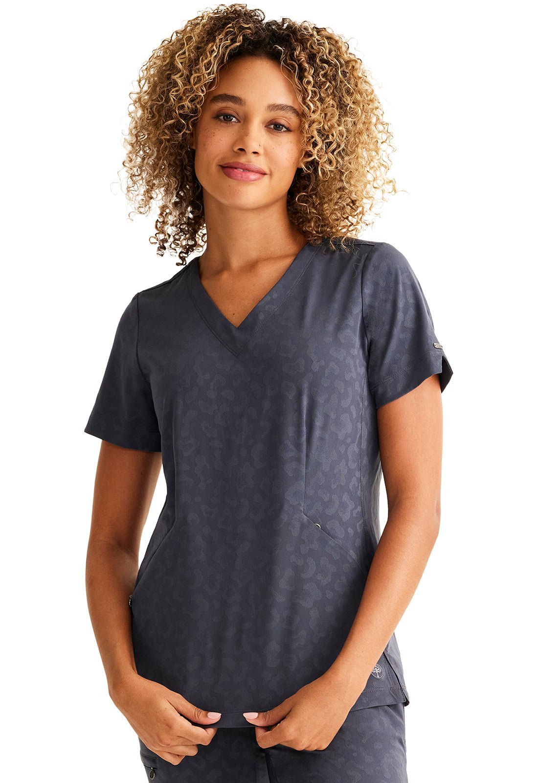 Healing Hands HH601 Purple Label Jolie V-Neck Scrub Top - Leopard
