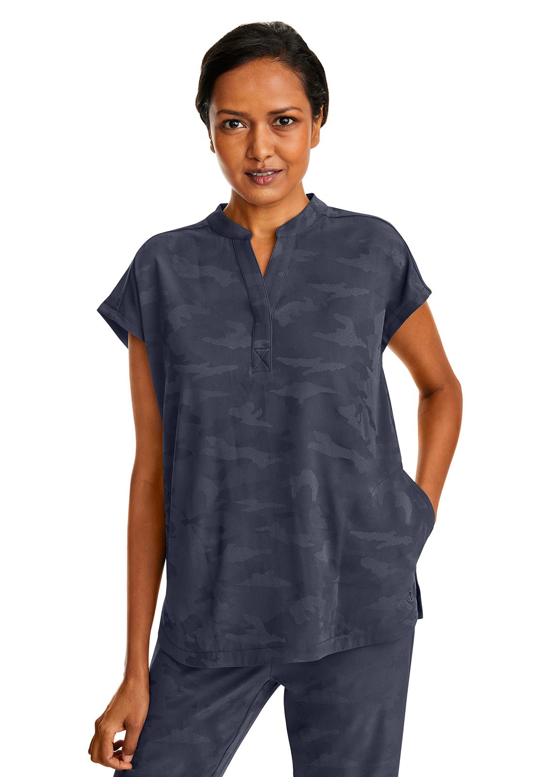 Healing Hands Purple Label Scrubs Camo Journey Mandarin Collar Top 2352 - Scrubs Select