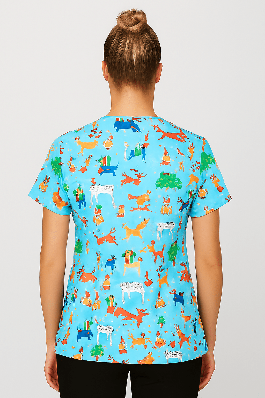 Holiday Hounds Zavate Print Dog Scrub V Neck Top 1054 HOHU - Scrubs Select