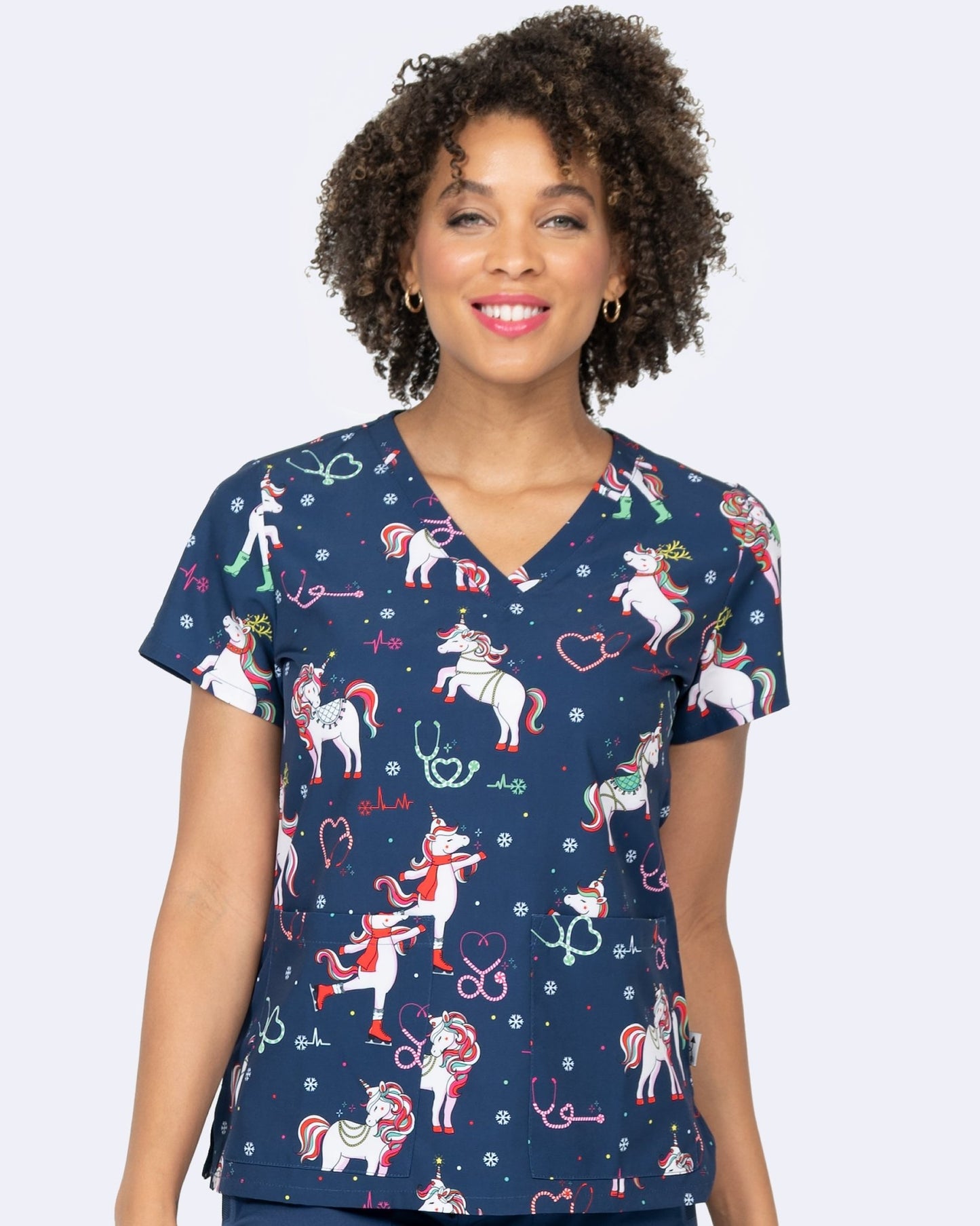 Jolly Nursicorn Zavate Print Scrub V Neck Top 1054 JLNR - Scrubs Select