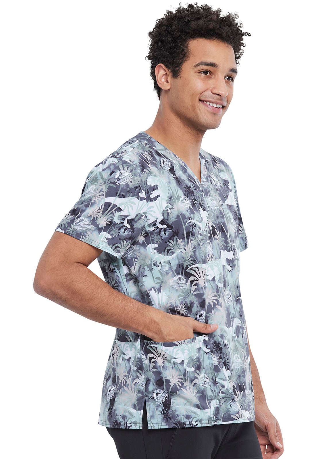 Jurassic World Tooniforms Licensed Men's V Neck Scrub Top TF740 JWOM - Scrubs Select
