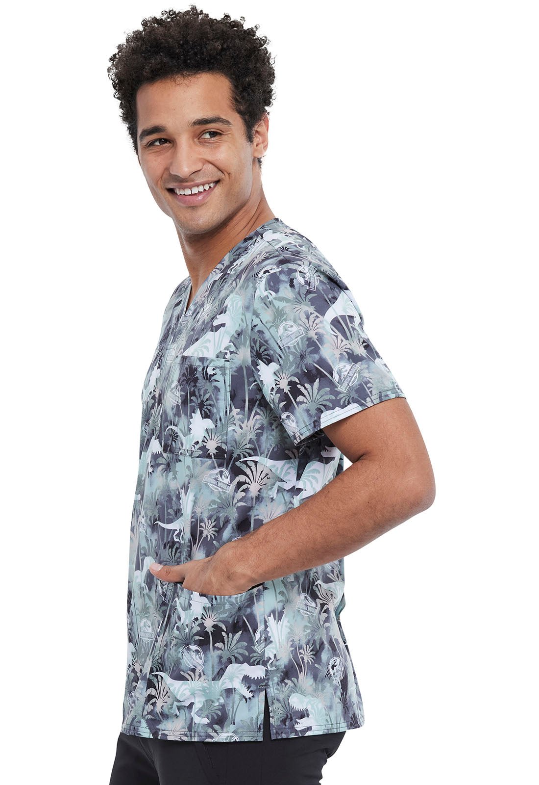 Jurassic World Tooniforms Licensed Men's V Neck Scrub Top TF740 JWOM - Scrubs Select
