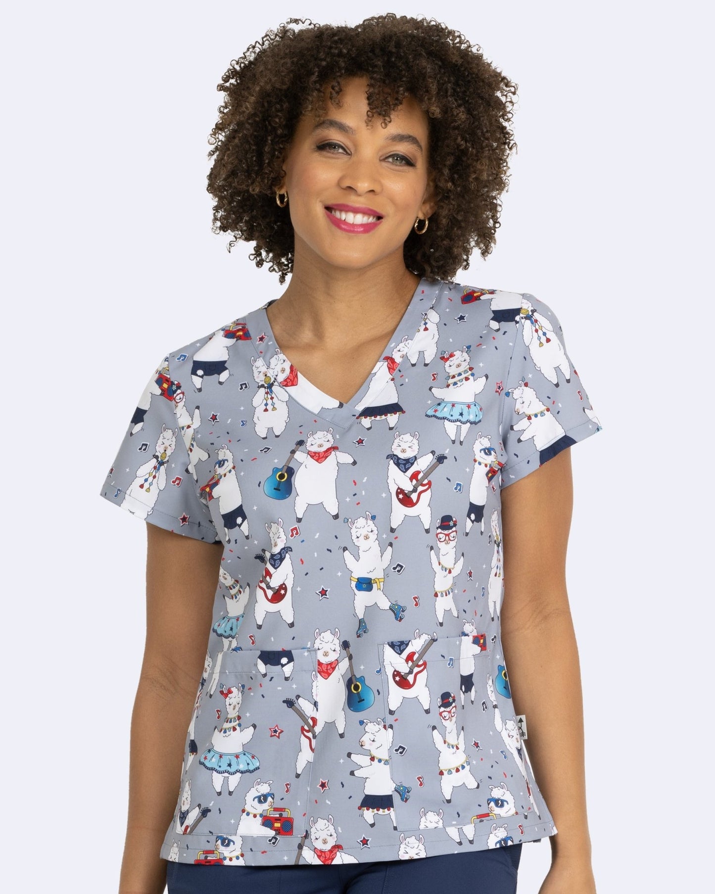 Llamazing Zavate Print Scrub V Neck Top 1054 LLZG - Scrubs Select