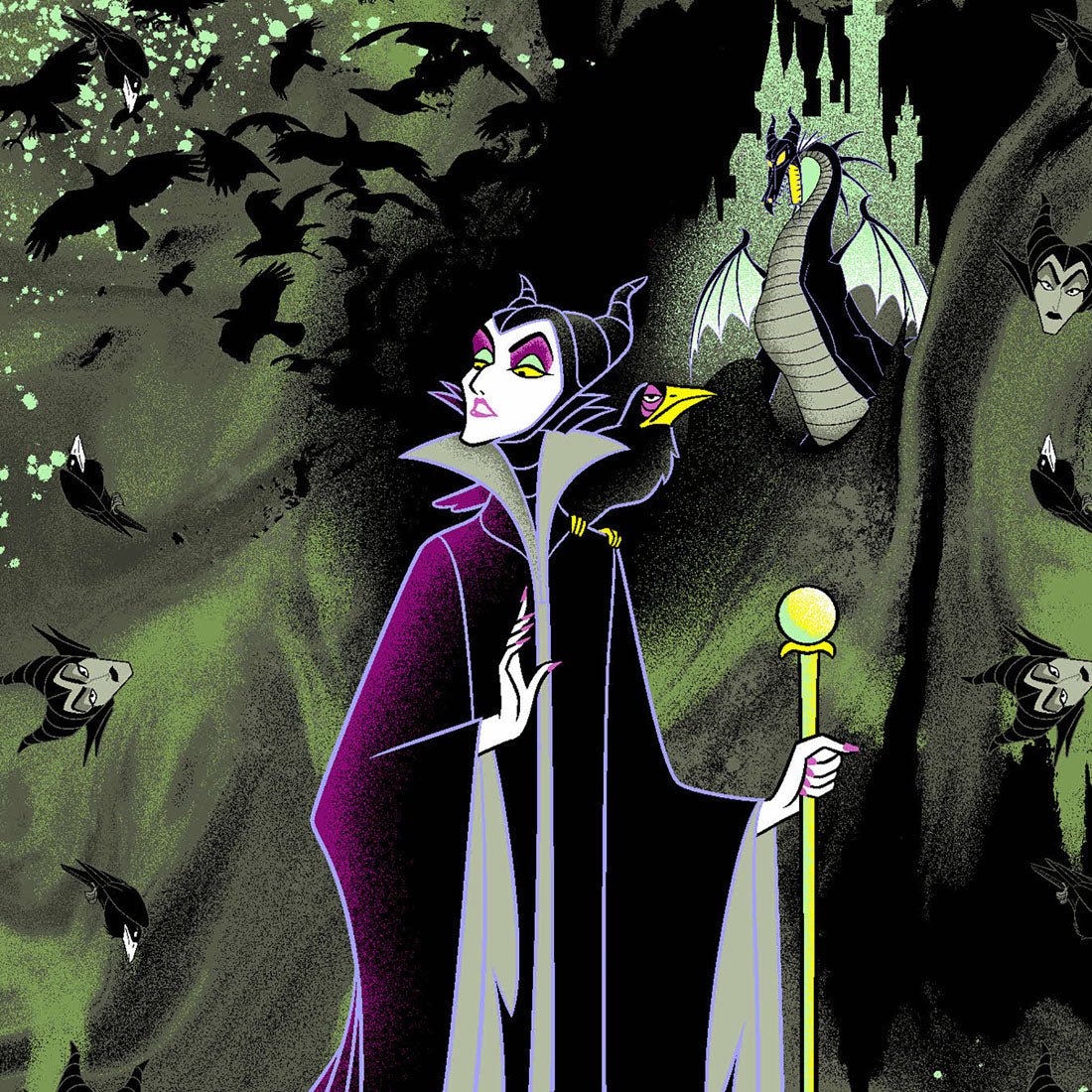 Maleficent Cherokee Tooniforms Licensed Disney V Neck Scrub Top TF626 VIDC - Scrubs Select