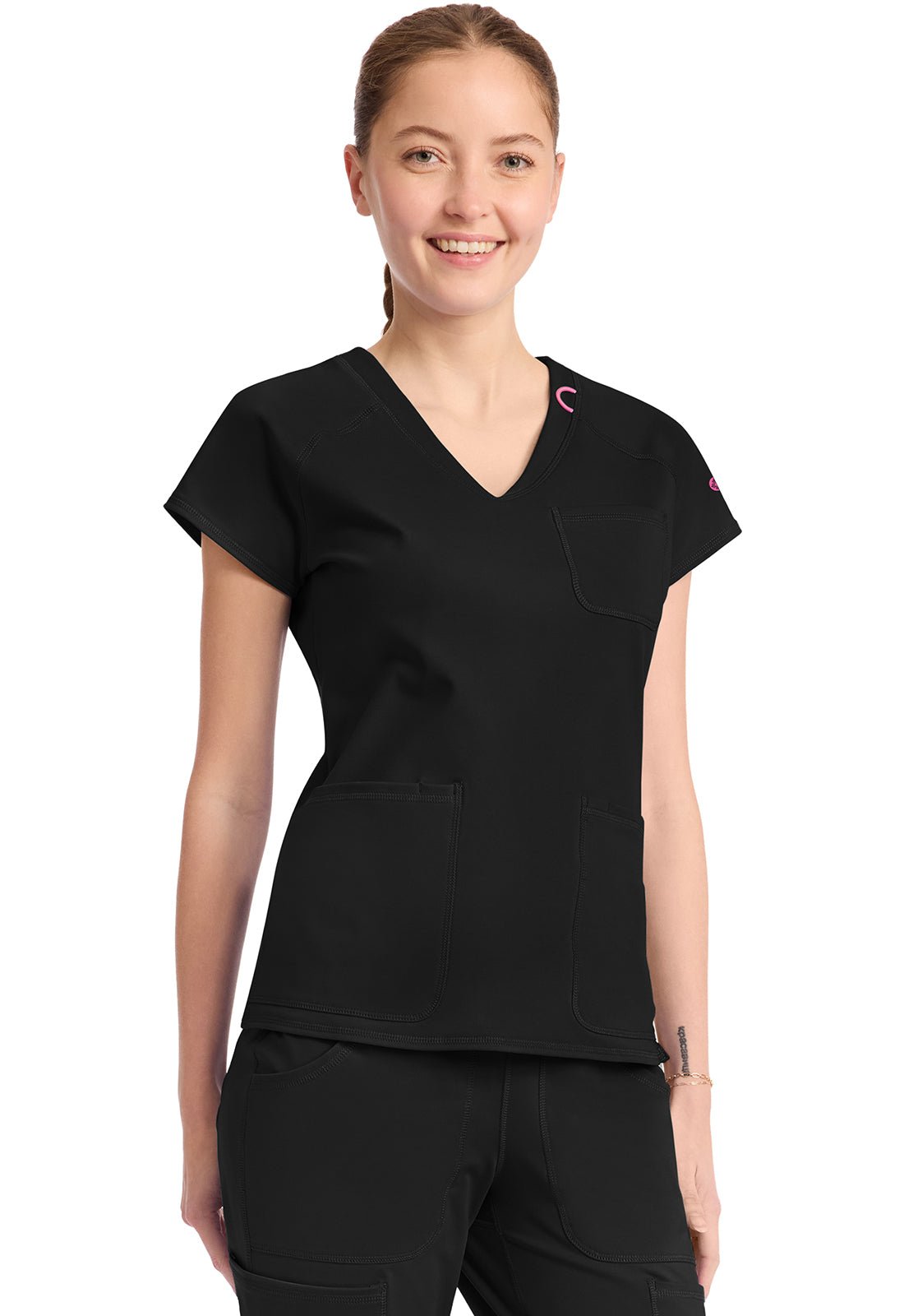 Med Couture Amp Knit Scrubs Raglan V Neck Top MC752 - Scrubs Select