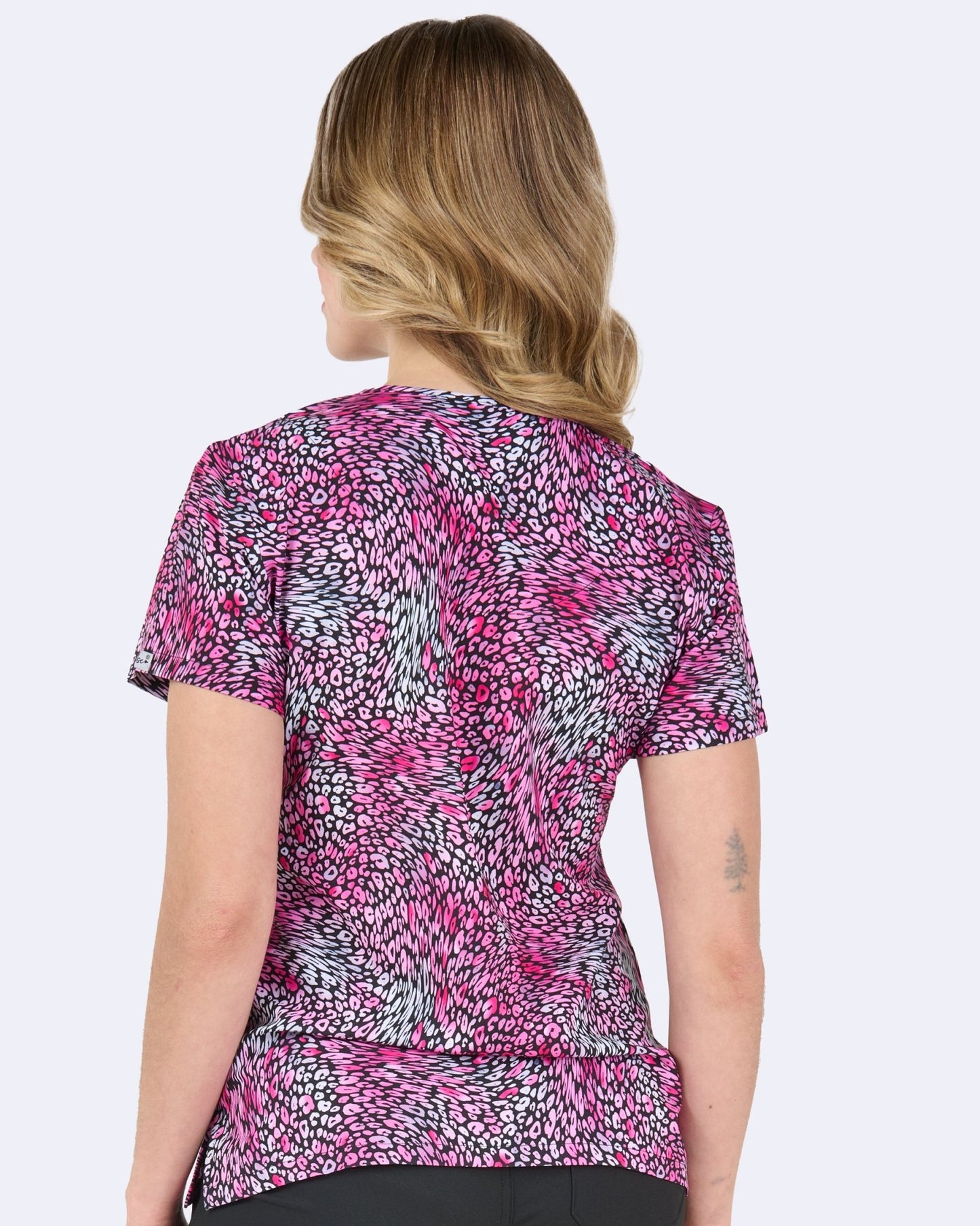 Pink & Wild Zavate Print Scrub V Neck Top 1054 PKWD - Scrubs Select
