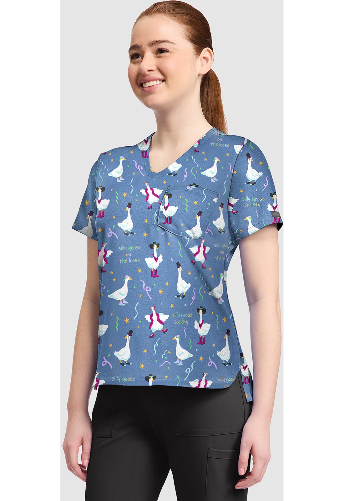 Silly Goose Cherokee Print V Neck Scrub Top CK857 SYGO - Scrubs Select