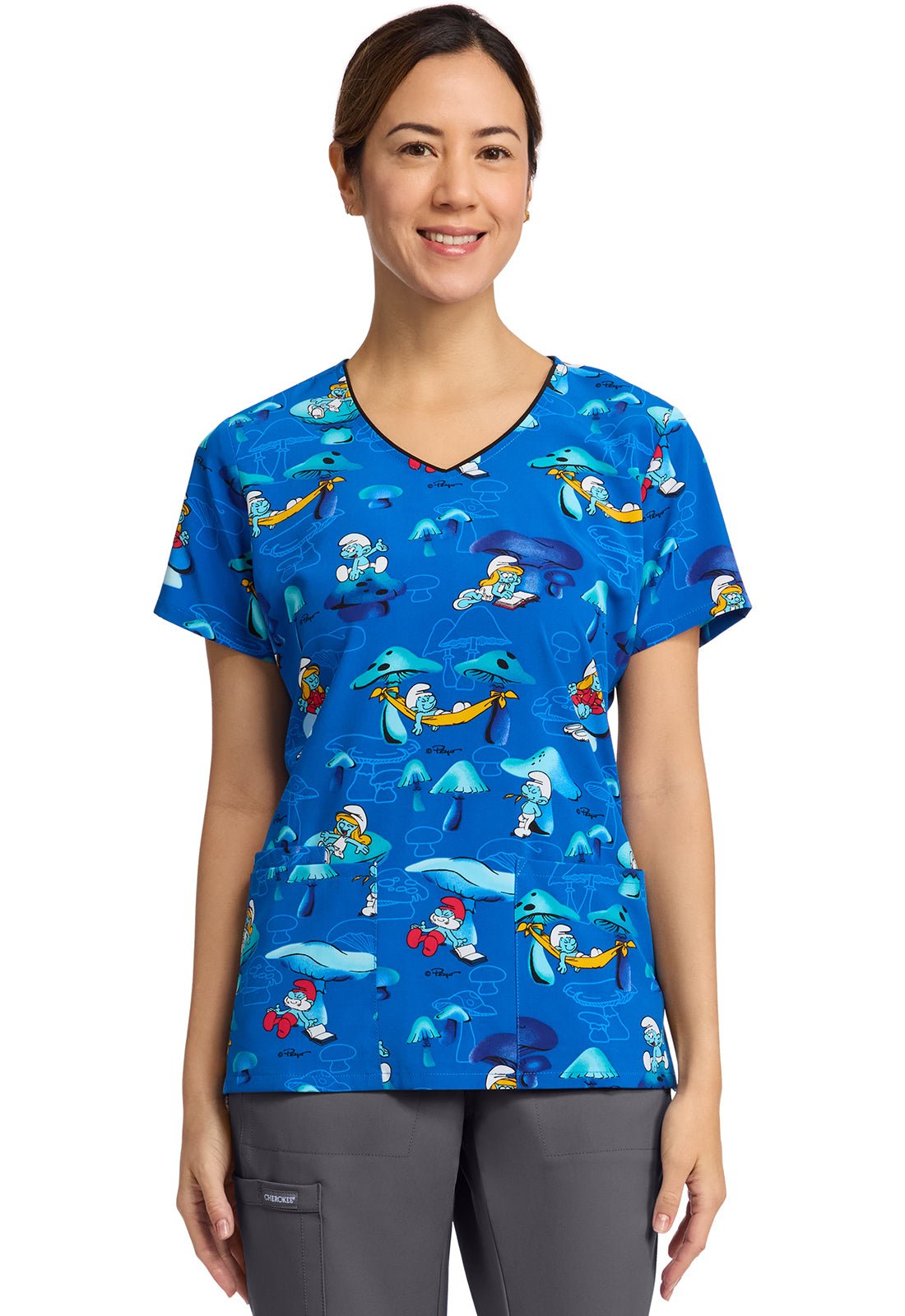 Smurfs Cherokee Tooniforms V Neck Scrub Top TF614 SMSM - 100