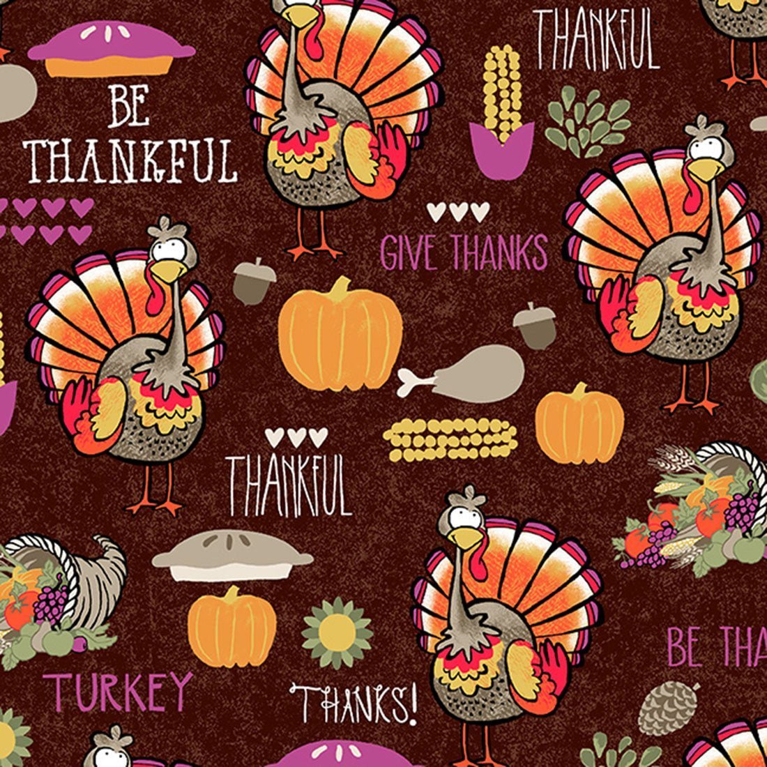 Thanksgiving Print V Neck Scrub Top CK616 BTKL - Scrubs Select