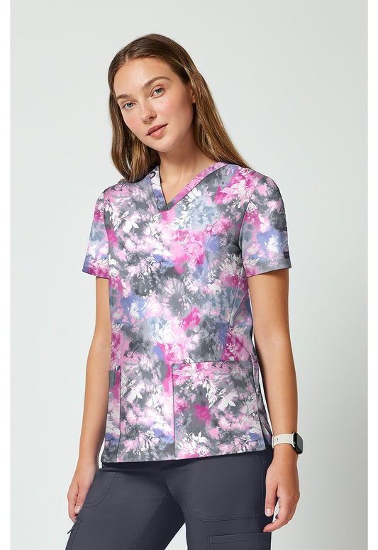 Tie Dye Petals Cherokee Achieve Scrubs V Neck Top CK00010 TYPL - Scrubs Select
