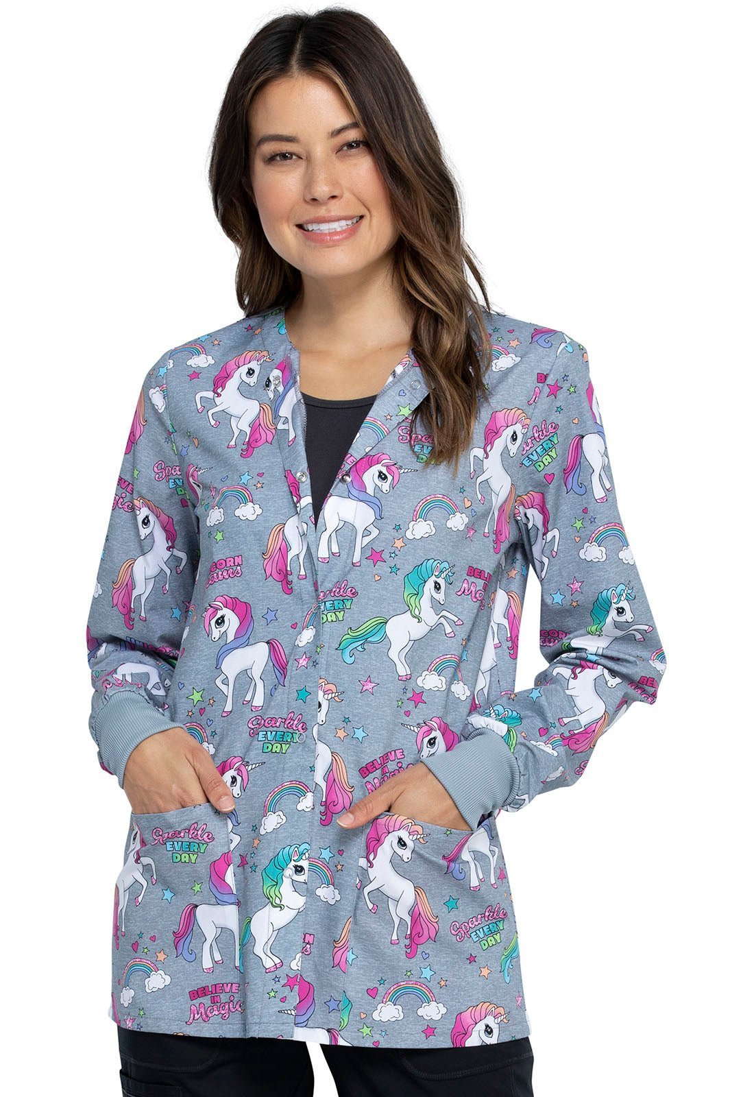 Unicorn Cherokee Print Warm Up Scrub Jacket CK301 SPEV - Scrubs Select
