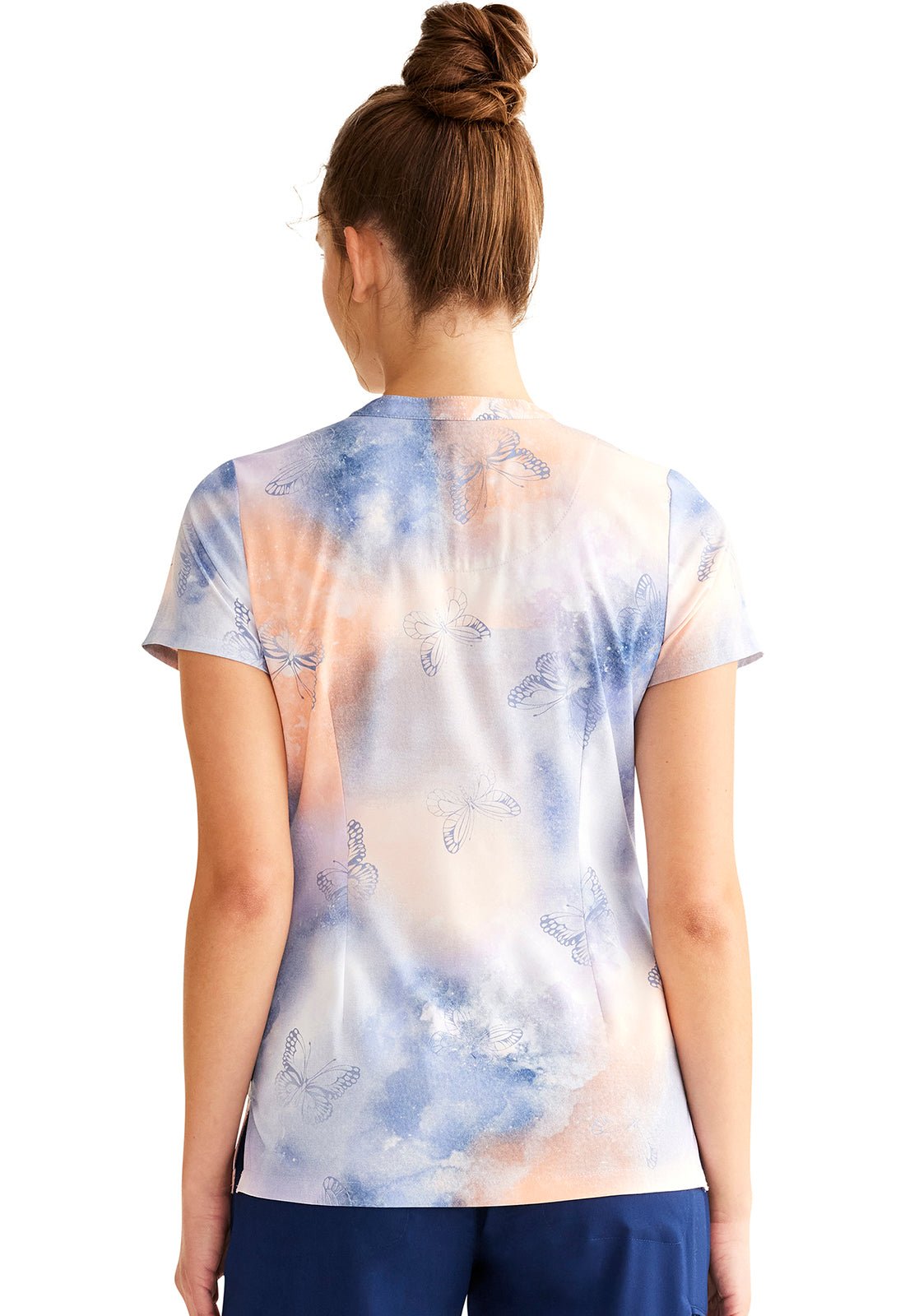 Whimsical Sky Healing Hands Limited Edition Zip Front Scrub Top HH900 WSKY - Scrubs Select