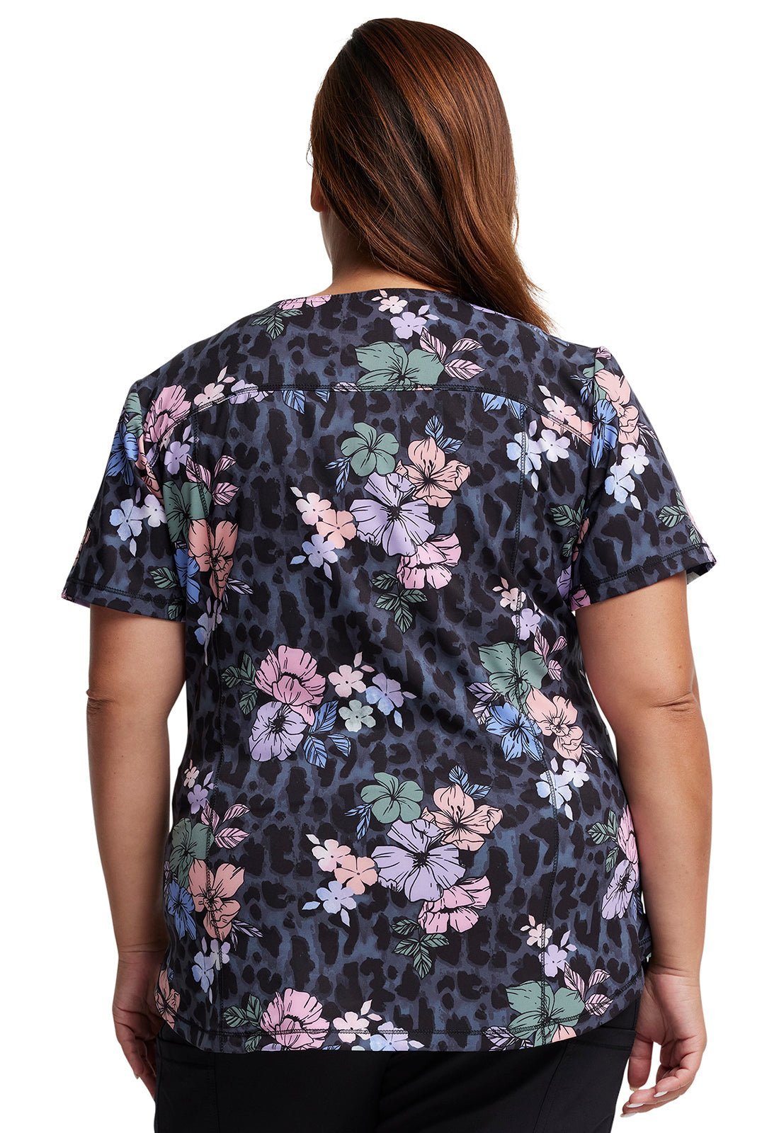 Wild Topics Dickies Dynamix Floral Print V Neck Scrub Top DK731 WDTP - Scrubs Select