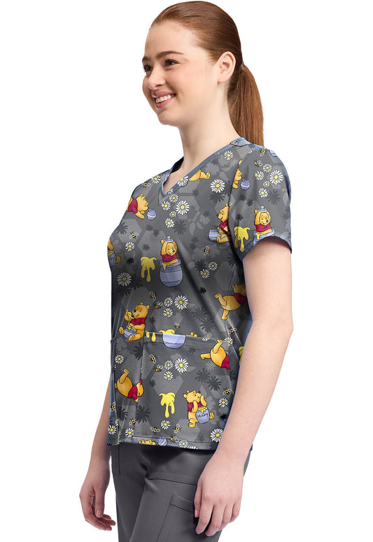 Winnie The Pooh Tooniforms Licensed Disney V Neck Scrub Top TF796 PHXB - Scrubs Select