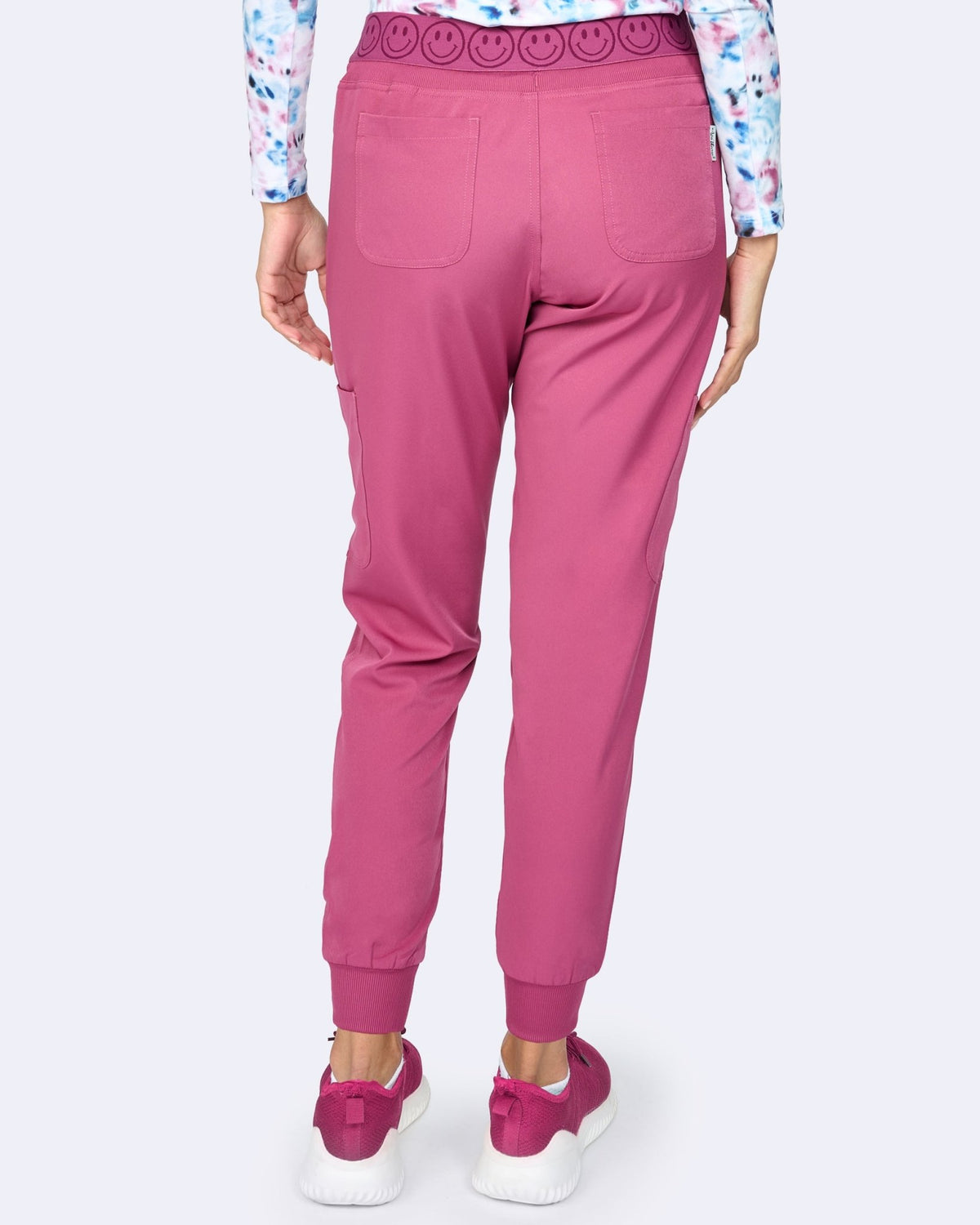 Zavate Ava Therese Smile Jogger Scrub Pant 3080 in Deep Rose - Scrubs Select