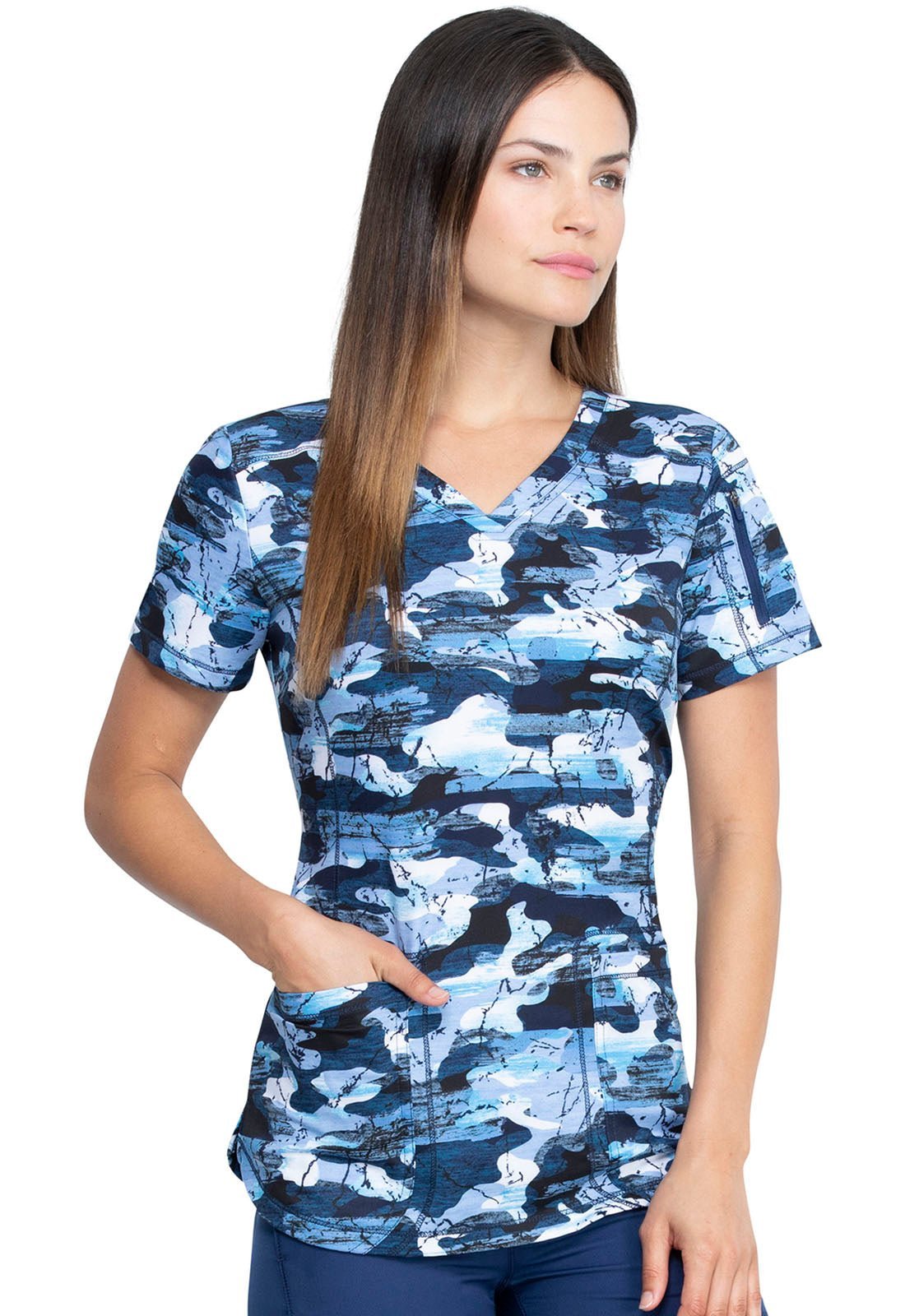Abstract Dickies Dynamix Print V Neck Scrub Top DK731 STNV - Scrubs Select
