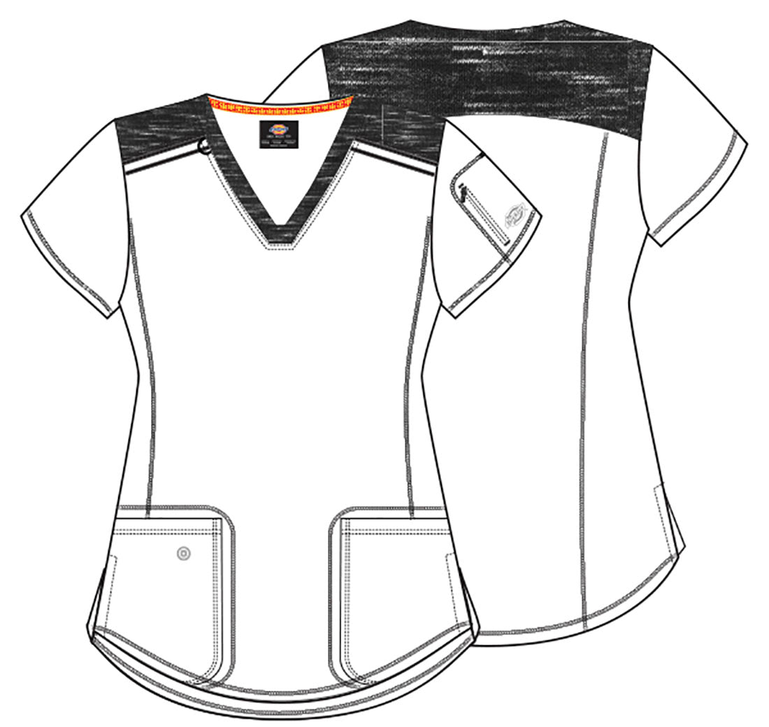 Abstract Print V Neck Scrub Top DK602 MRMB - Scrubs Select