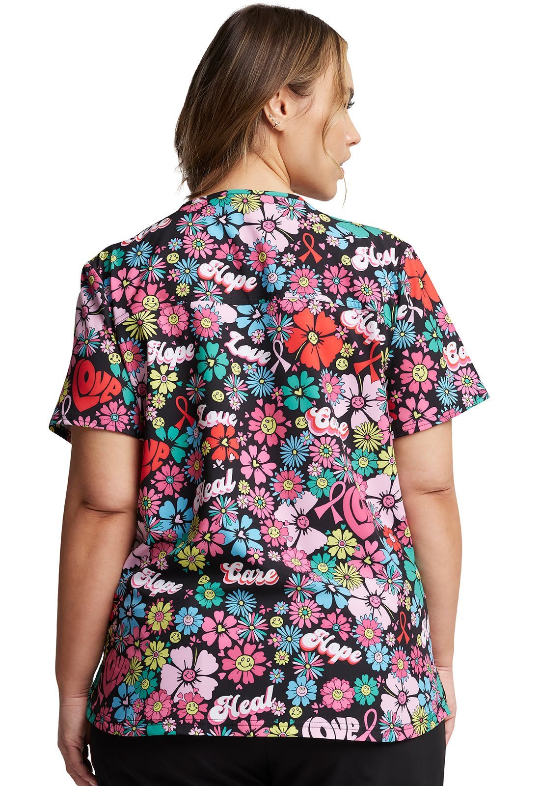 All Awareness Dickies Print V Neck Scrub Top DK876 LPHL - Scrubs Select