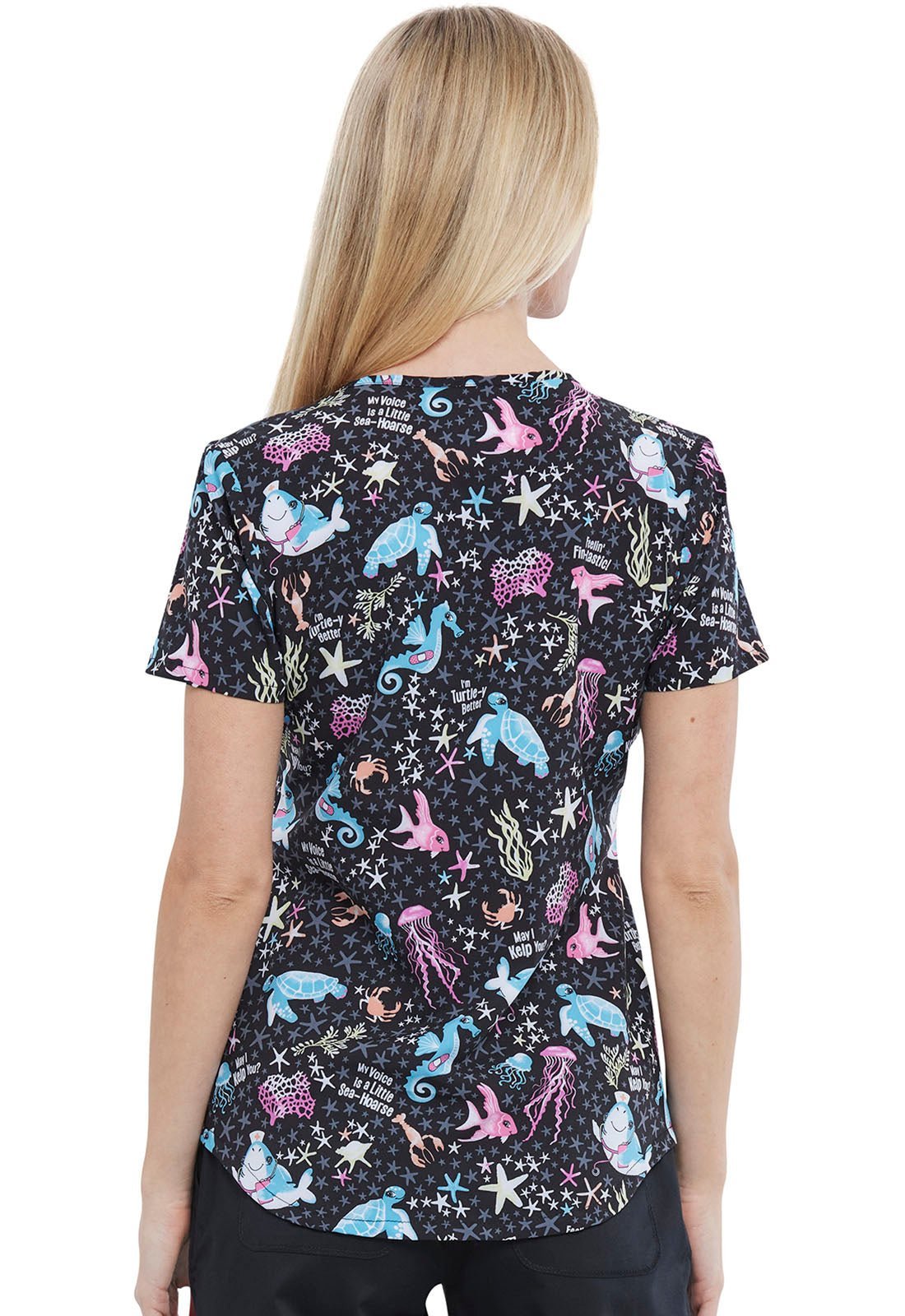 Aquatic Cherokee Print V Neck Scrub Top CK637 MEKL - Scrubs Select