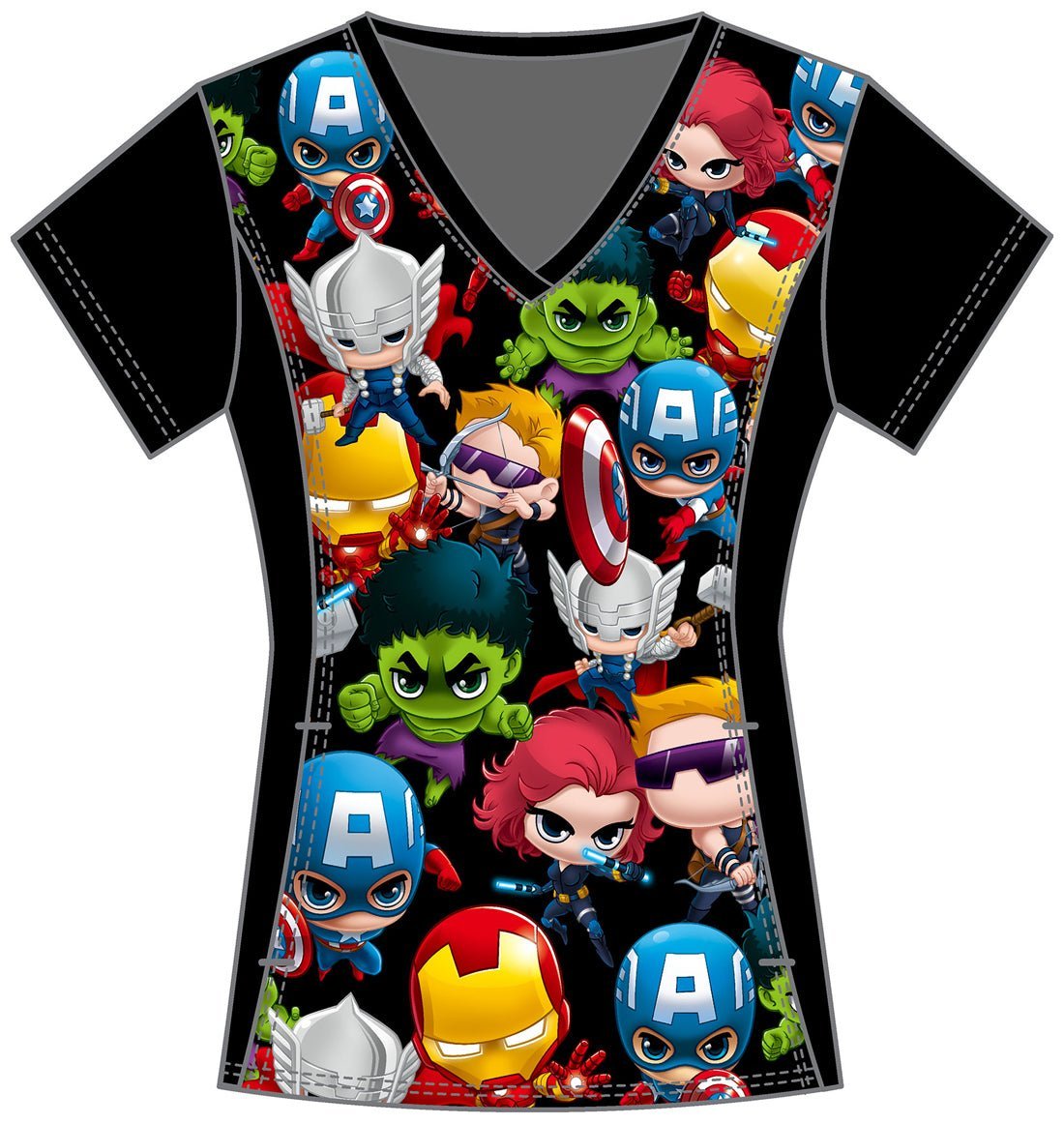 Avengers Tooniforms Licensed Marvel V Neck Scrub Top TF627 MAUP - Scrubs Select