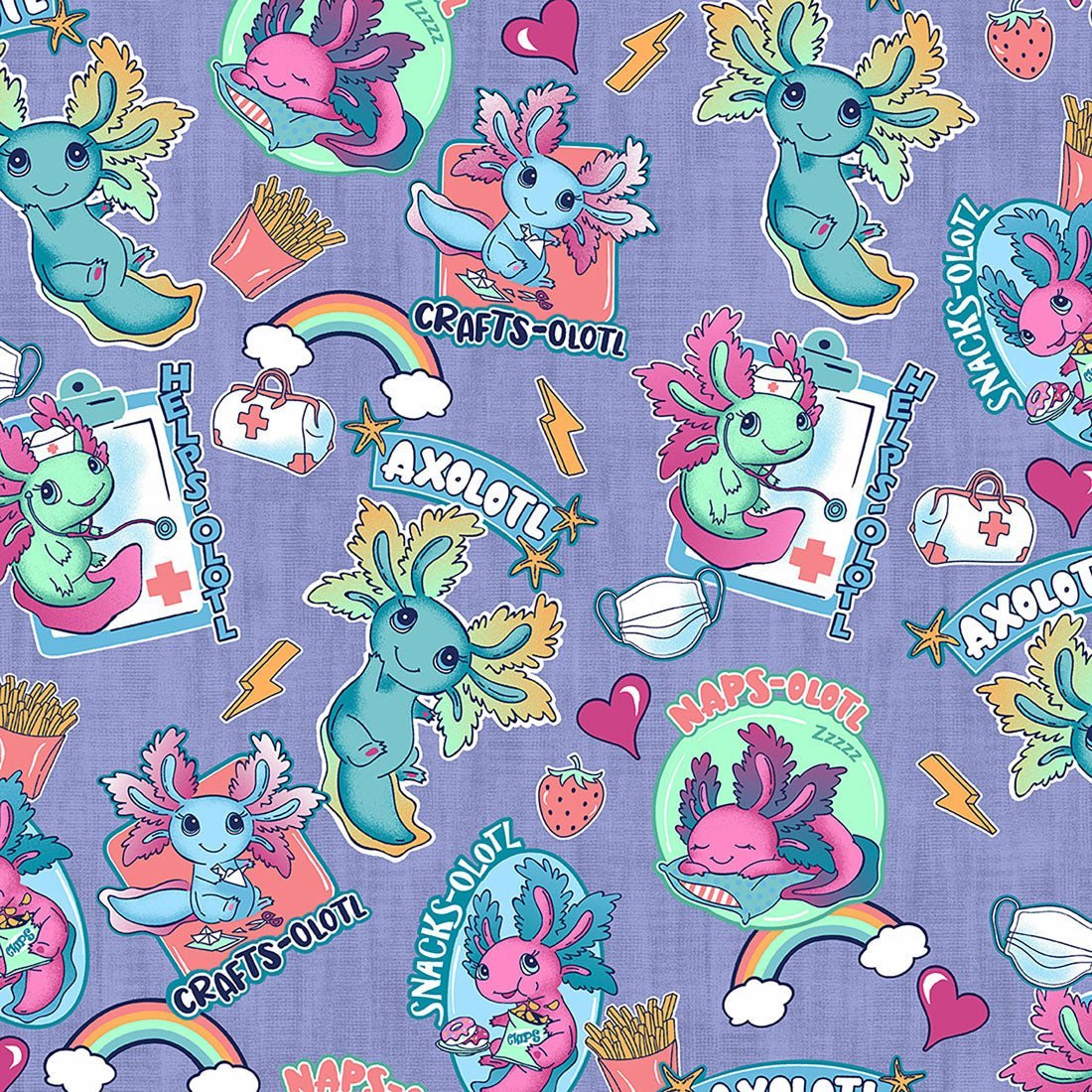 Awesome Axolotls Cherokee Print Tuckable V Neck Scrub Top CK664 AWAX - Scrubs Select