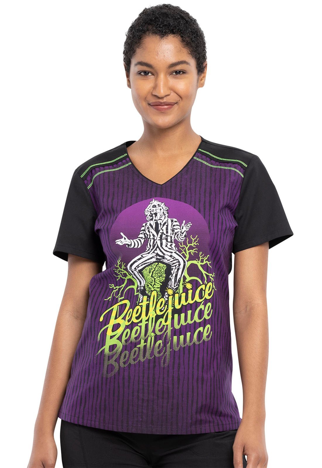 Beetlejuice Tooniforms Licensed Warner Bros V Neck Scrub Top TF694 BCIS - Scrubs Select