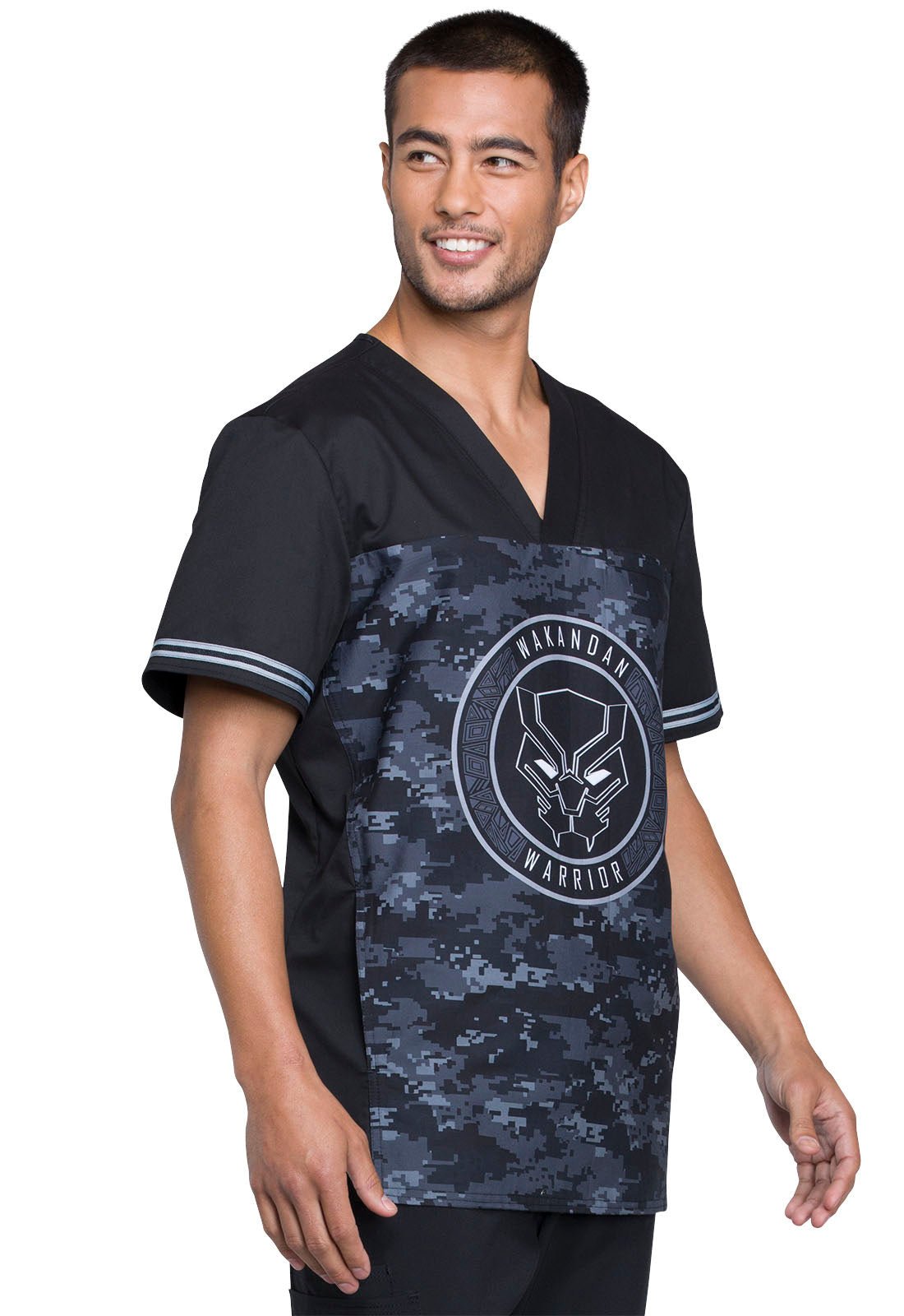 Black Panther Tooniforms Marvel Men's V Neck Scrub Top TF707 MAWW - Scrubs Select