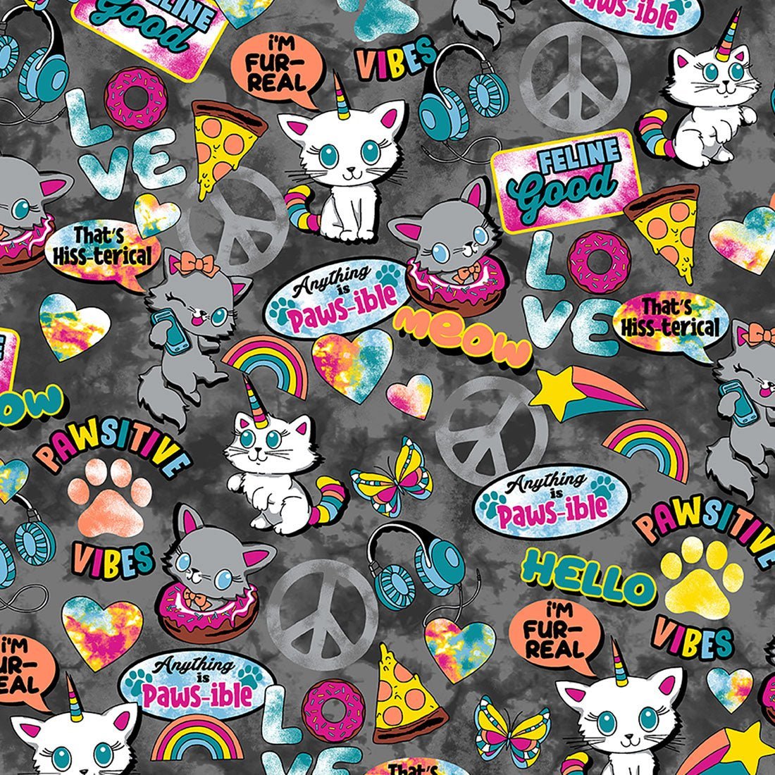 Cat Dickies Print V Neck Scrub Top DK700 PWVB - Scrubs Select