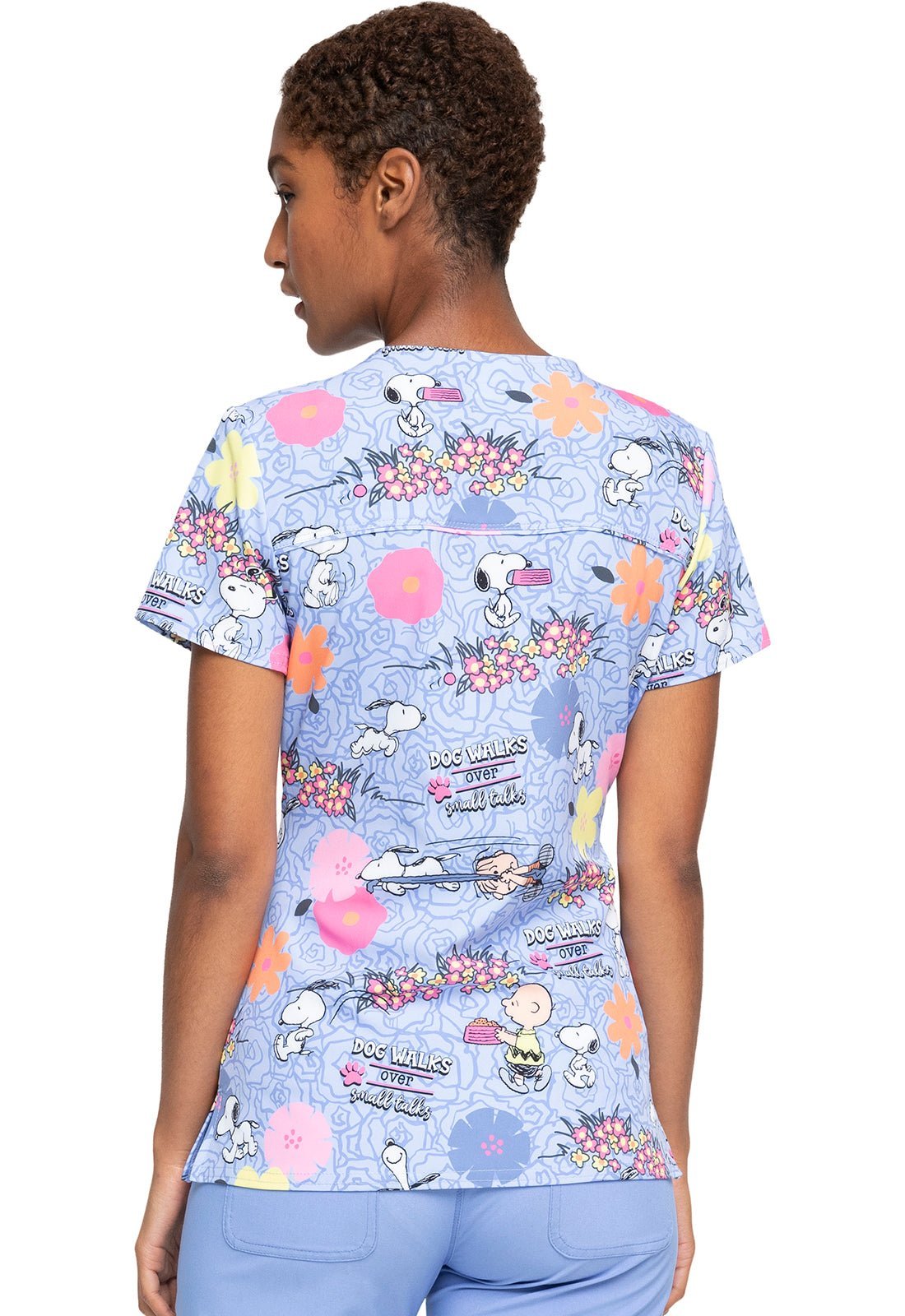 Charlie Brown Snoopy Cherokee Tooniforms Peanuts V Neck Scrub Top TF666 PNDW - Scrubs Select
