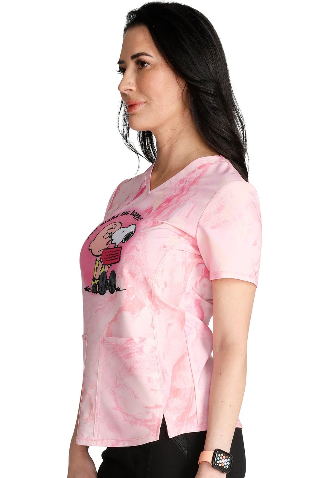 Charlie Brown & Snoopy Cherokee Tooniforms Peanuts V Neck Scrub Top TF770 PNER - Scrubs Select