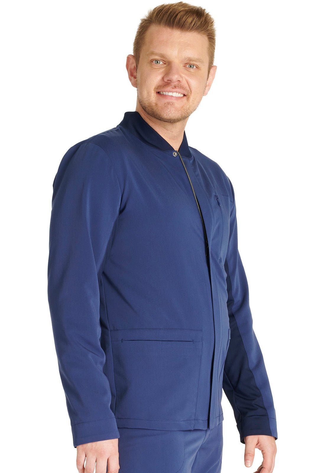 Cherokee Atmos Men's Zip Front Jacket CK329A in Black, Navy, Pewter, Royal - Scrubs Select