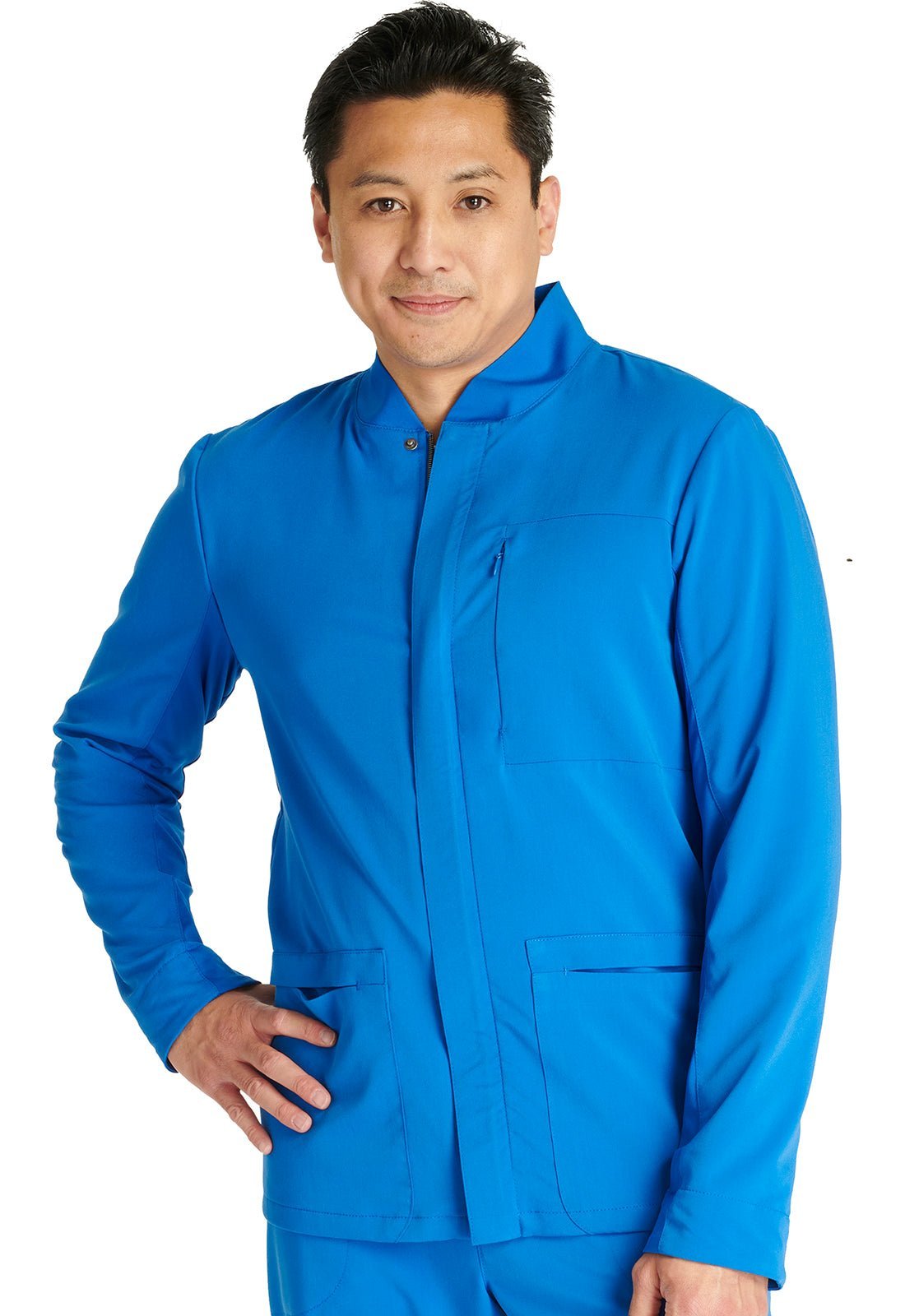 Cherokee Atmos Men's Zip Front Jacket CK329A in Black, Navy, Pewter, Royal - Scrubs Select